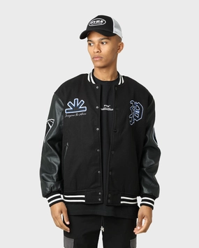 Denim Anti Snag Zipper Pulls Pyra Imagine Varsity Jacket Black/Blue