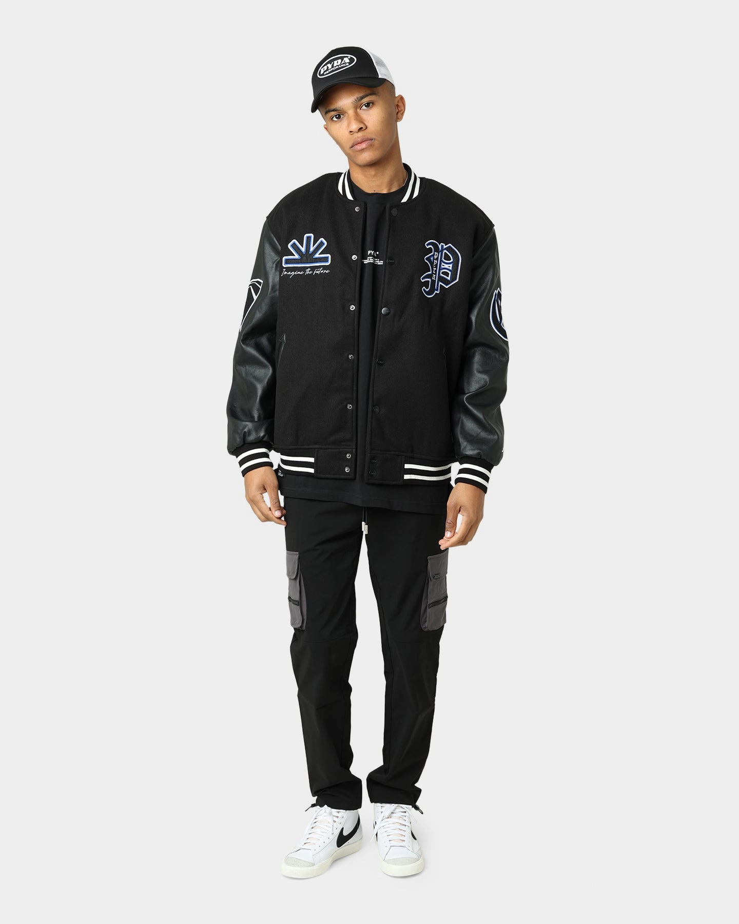 Pyra Imagine Varsity Jacket Black/Blue Handmade