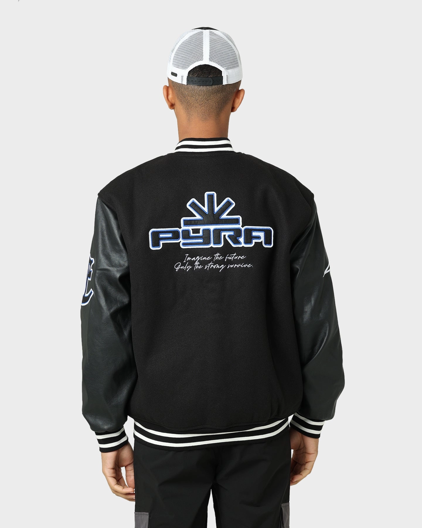 Pyra Imagine Varsity Jacket Black/Blue Casual Outdoor Layer Frictionless Cuffs