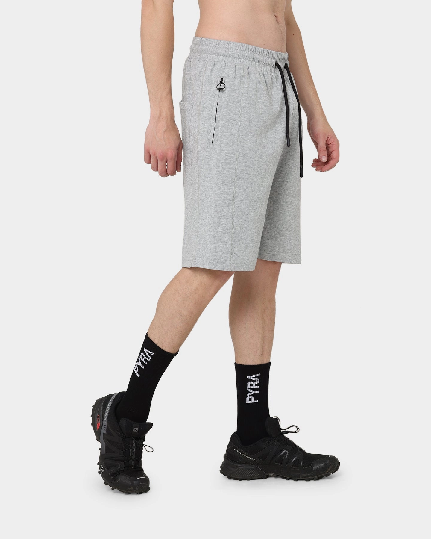 checkered pattern Quick Adjust Toggles PYRA Minds Jersey Shorts Grey Marle