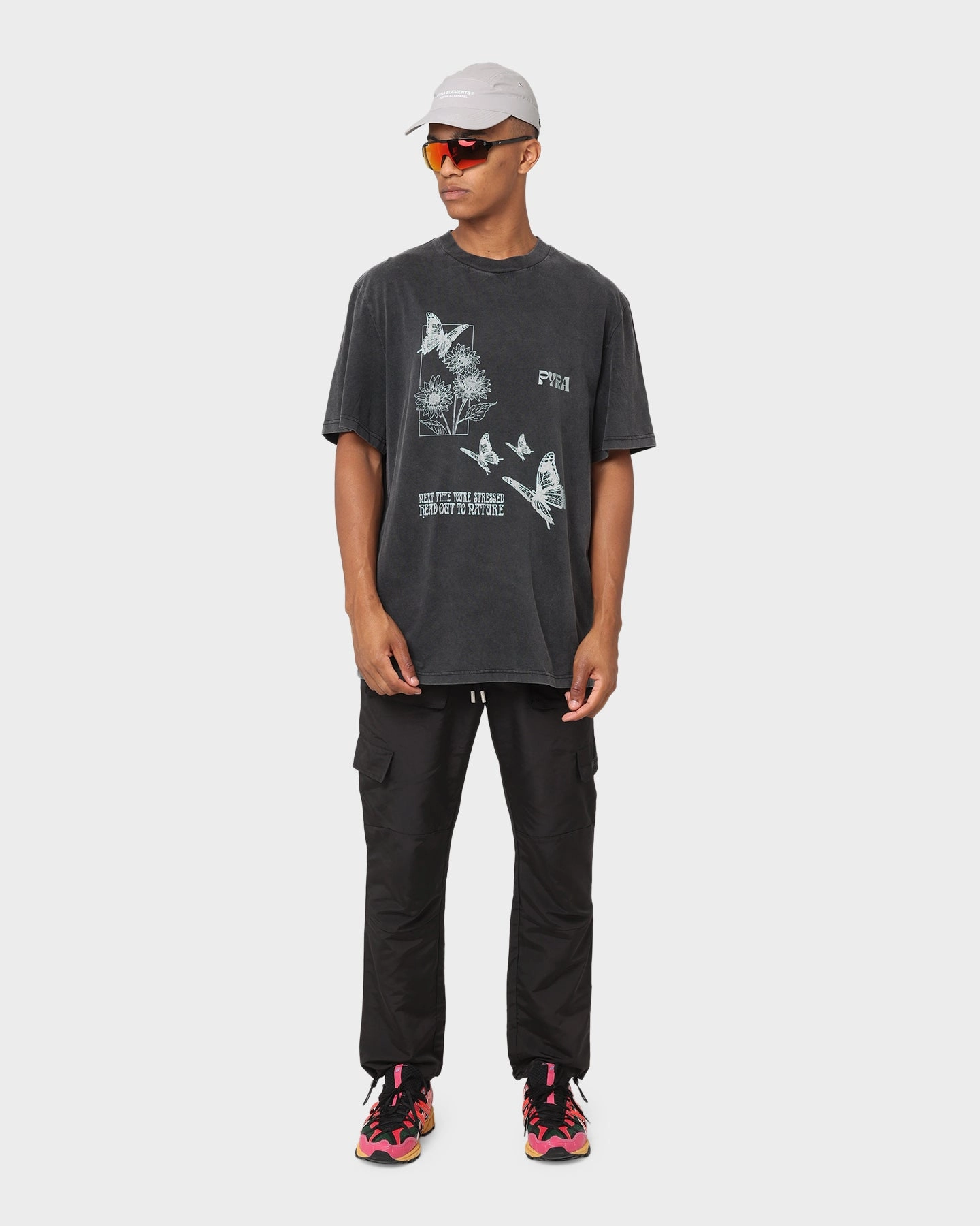 PYRA Nature Graphic Vintage T-Shirt Vintage Black EcoFriendlyDyes Comfy Layer Wear