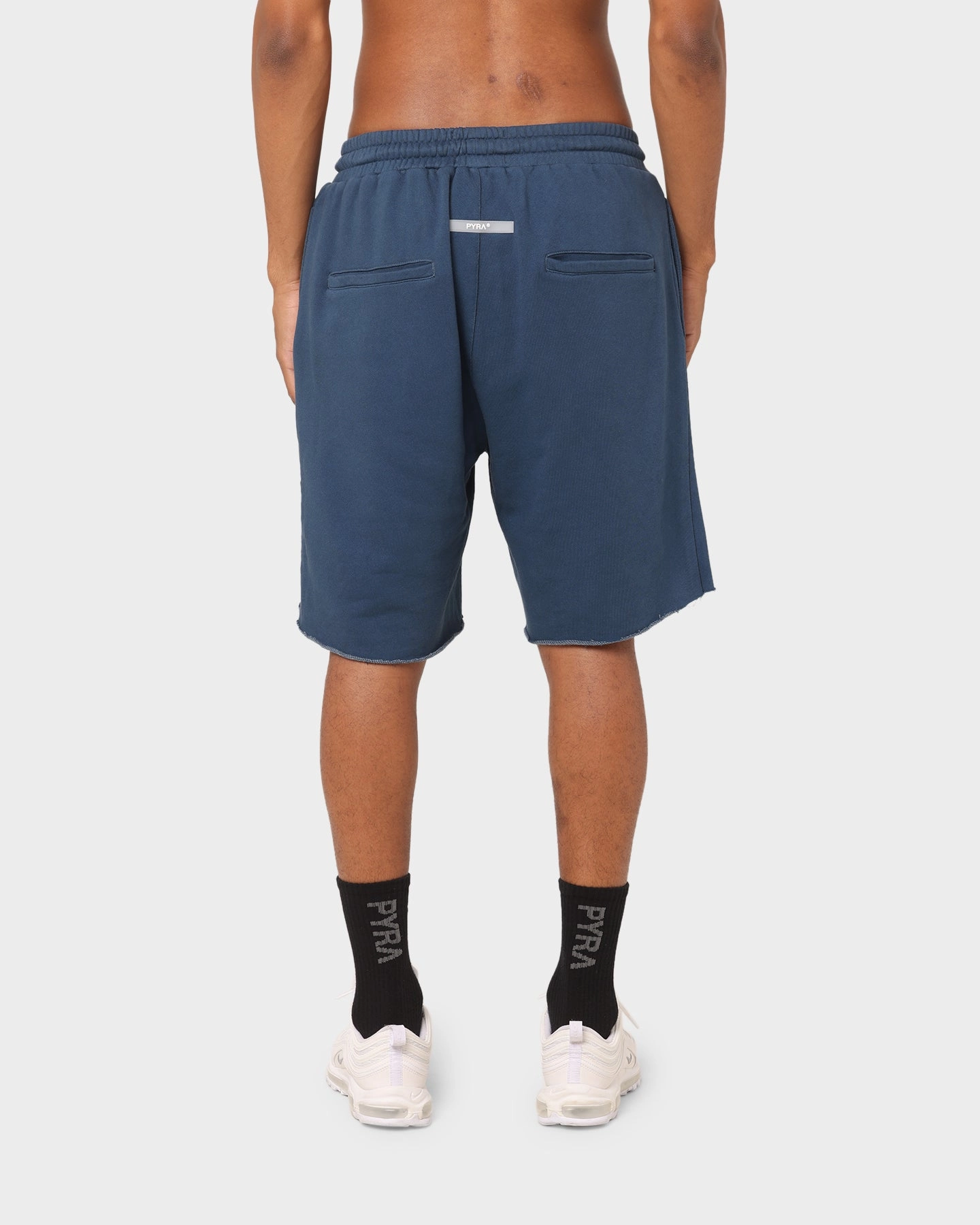 PYRA Raw Slouch Shorts Navy earthy shades