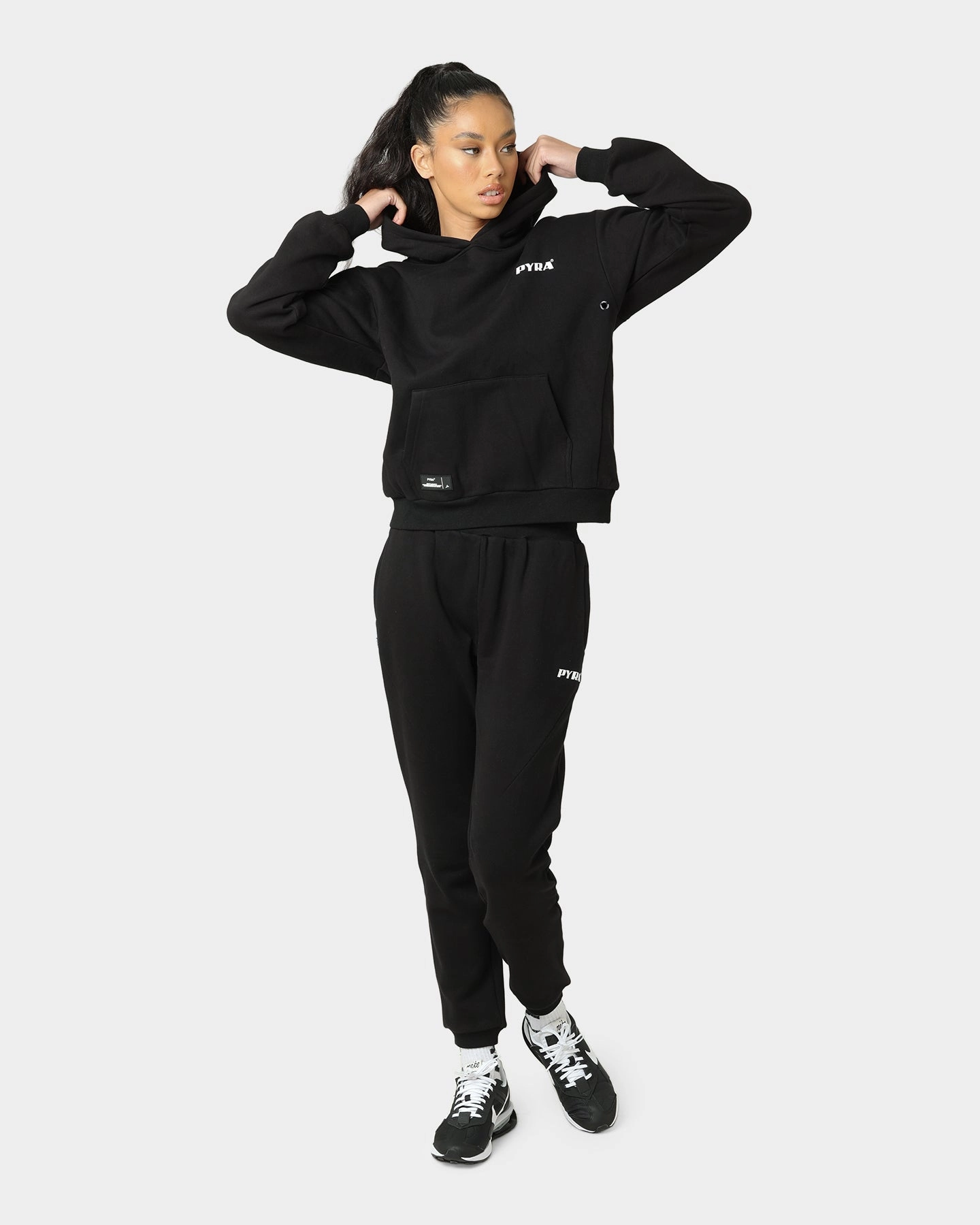 PYRA Women's Optimism Hoodie Black/White Breathable mesh lining