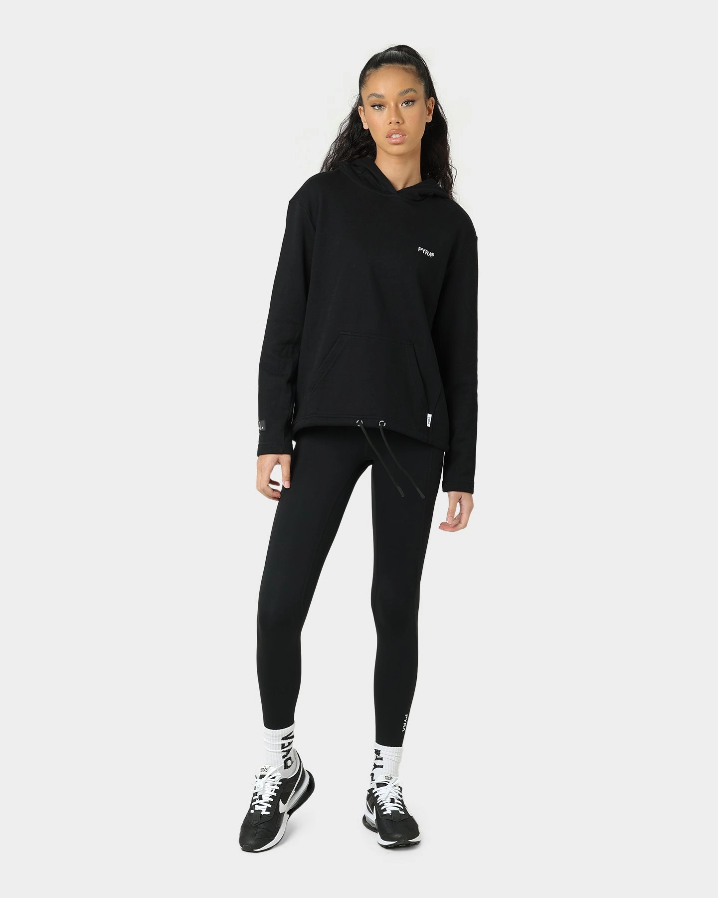 Pyra Women's Oversized Team Hoodie Black Drop Hood Style Durable Stitching