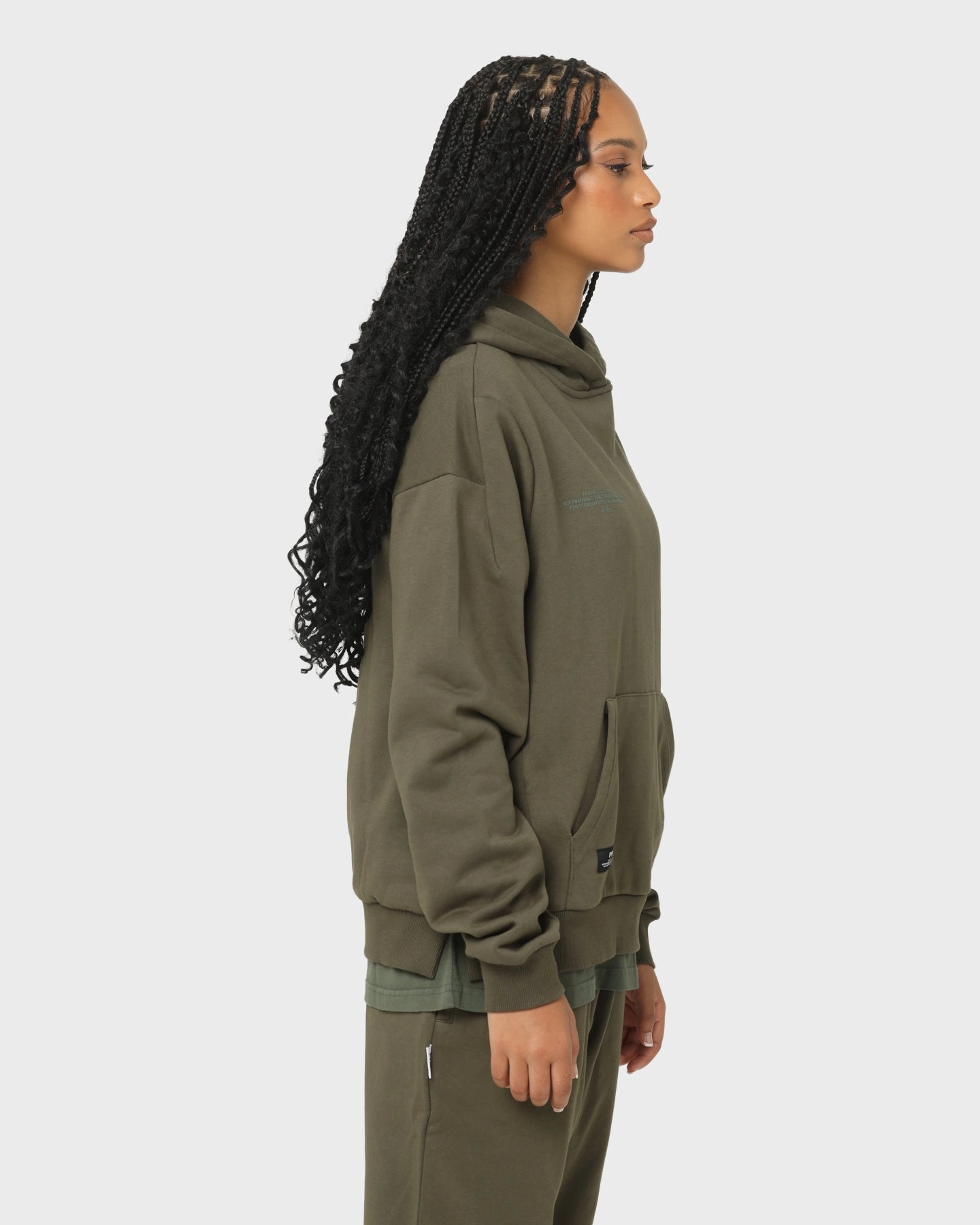 PYRA Women's TM Standard Hoodie Dark Olive Loose long sleeved