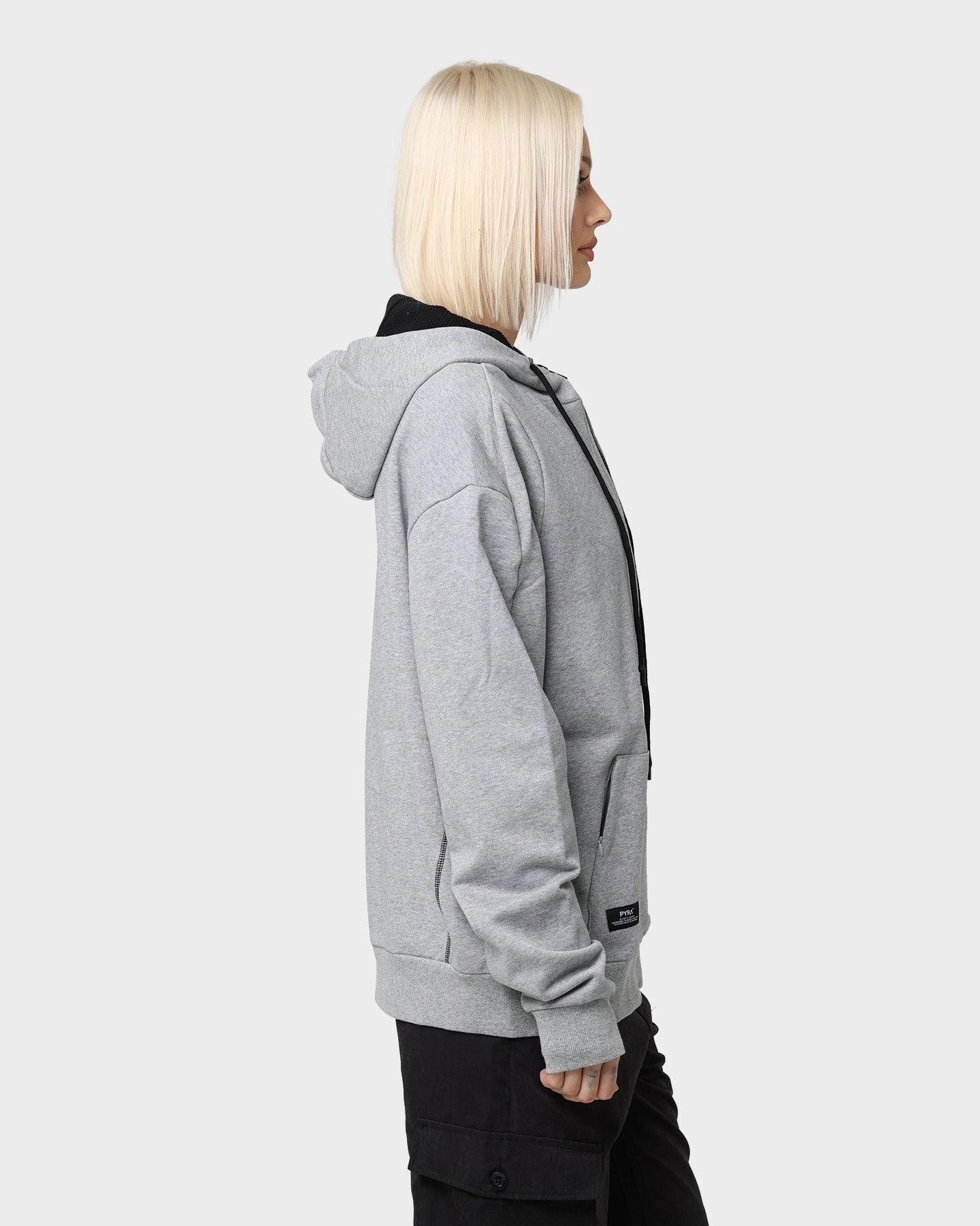 PYRA Zip Through Hoodie Grey Marle Headband Biker