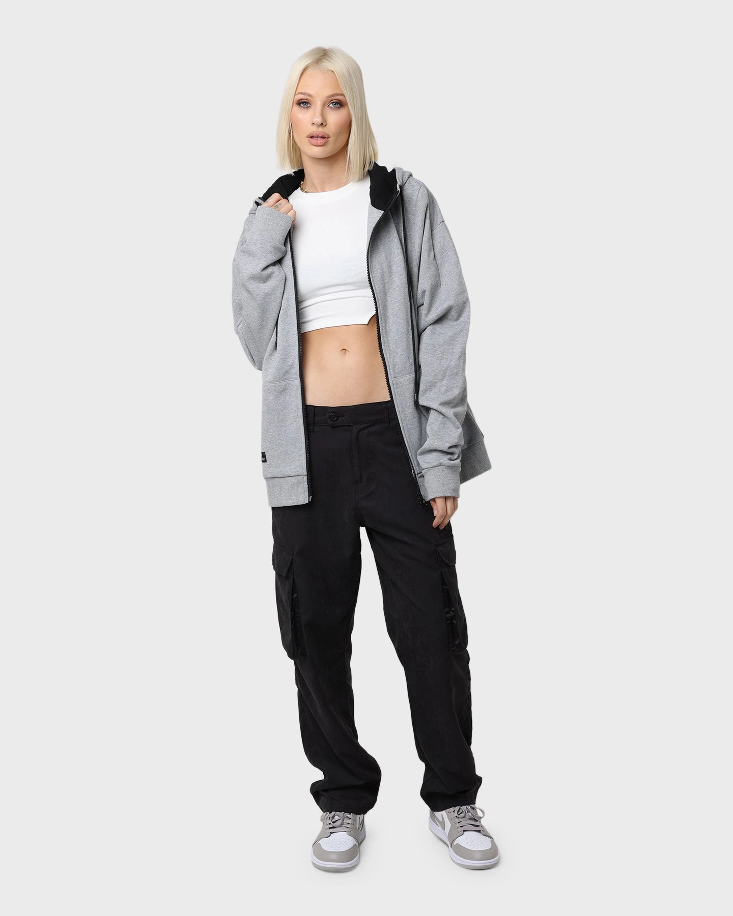 Magnetic Closure Details Quick Layering PYRA Zip Through Hoodie Grey Marle