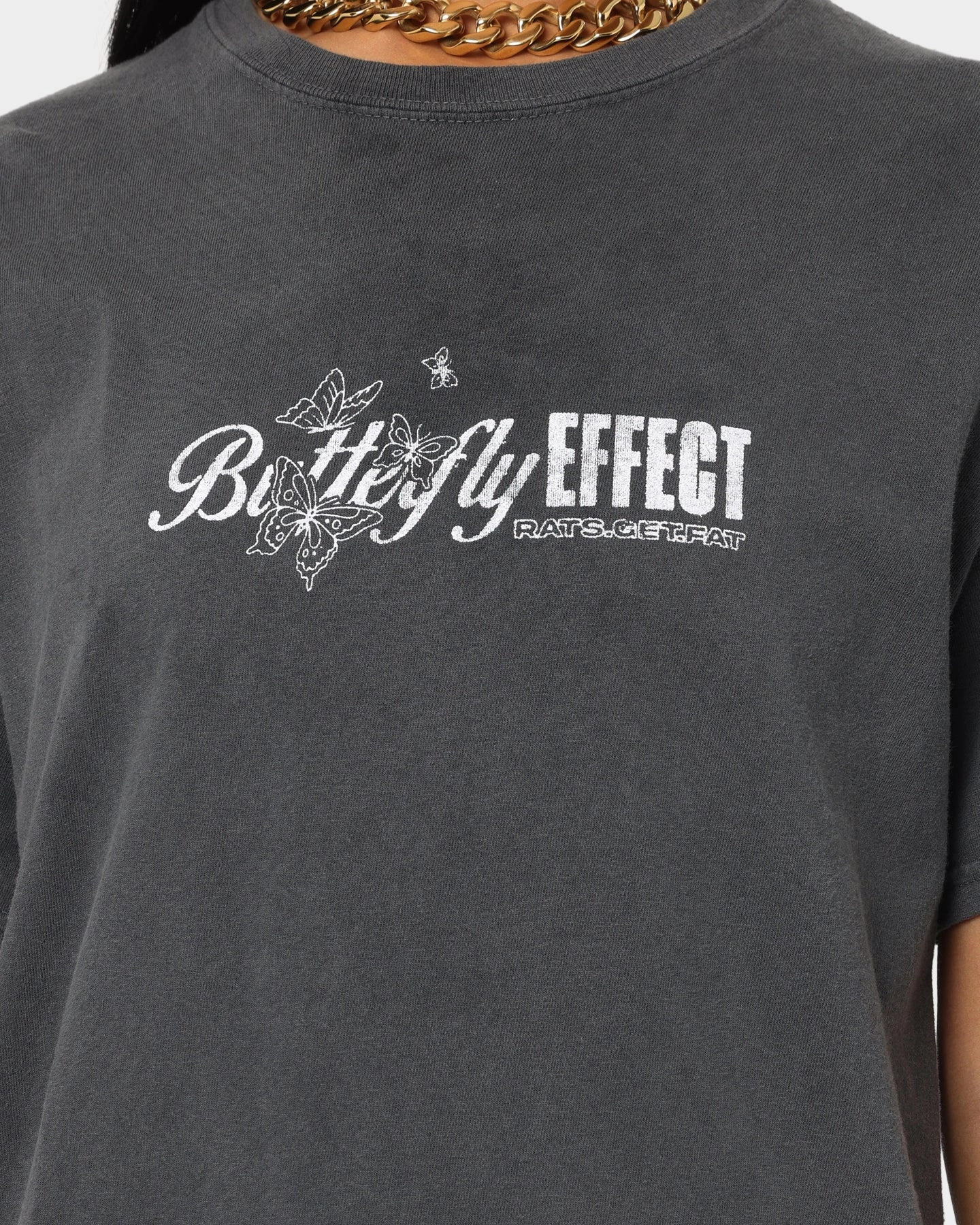 Stylish Essential Comfort Design Rats Get Fat Butterfly Effect Vintage T-Shirt Off Black