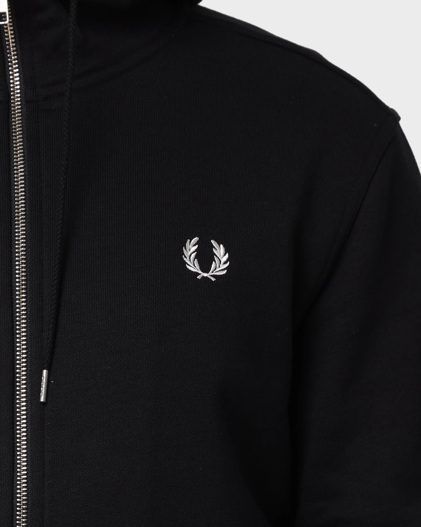 Fred Perry Hooded Zip Through Sweatshirt Black Cool Weather Layer Seamless construction