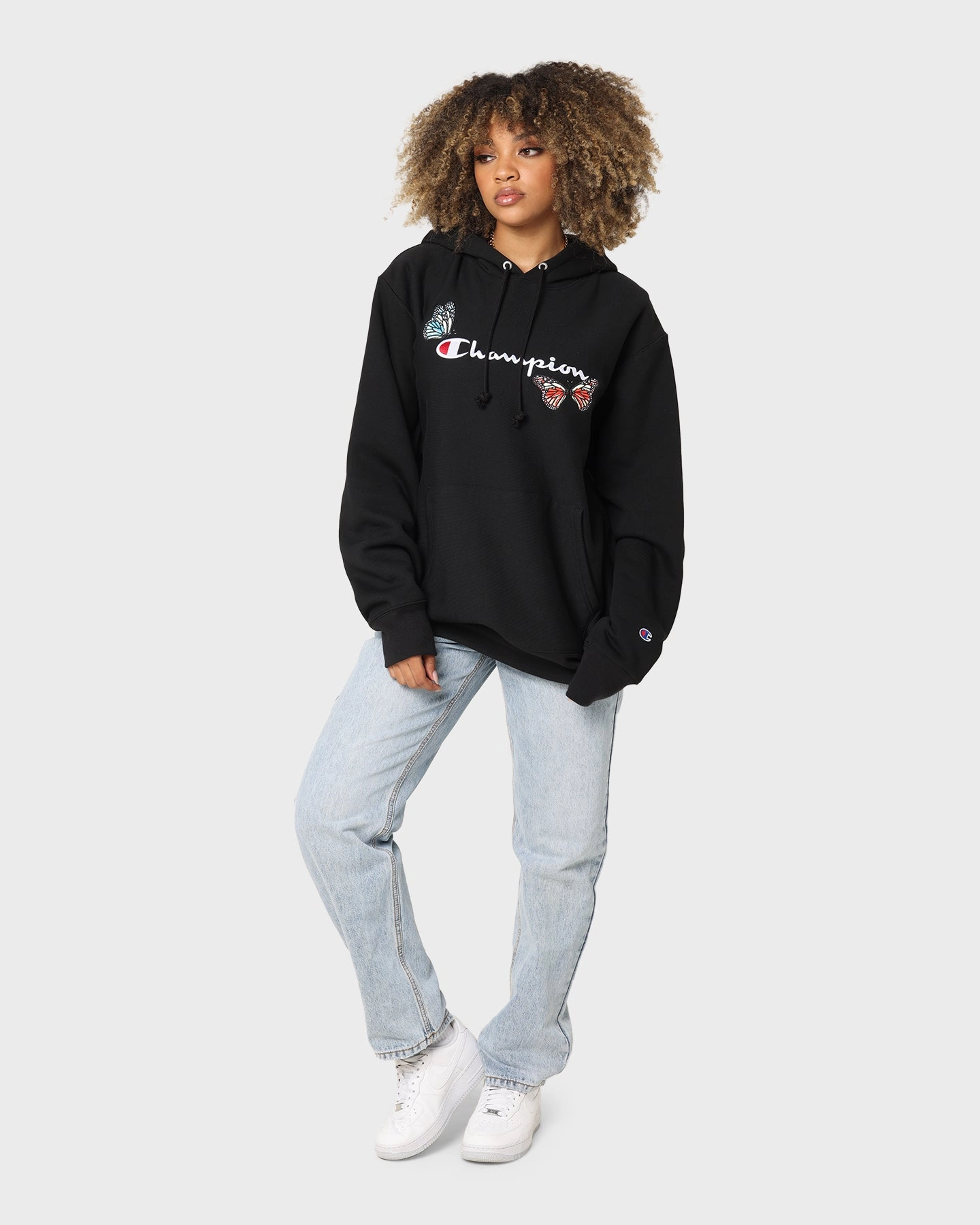 Christmas Champion Heritage Butterfly Embroidery Hoodie Black