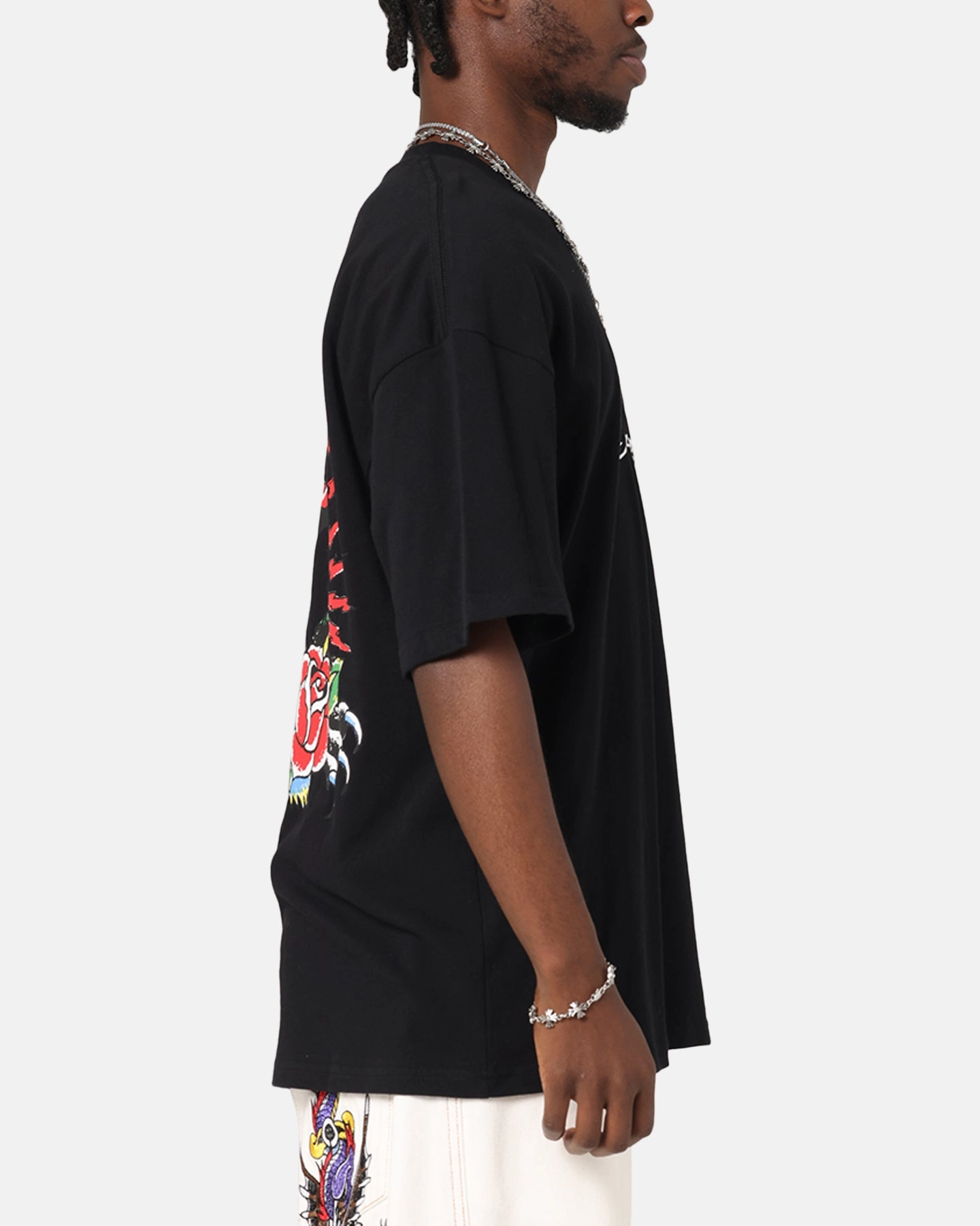 Functional Style Stretchable Knit Ed Hardy Panther Ray T-Shirt Black
