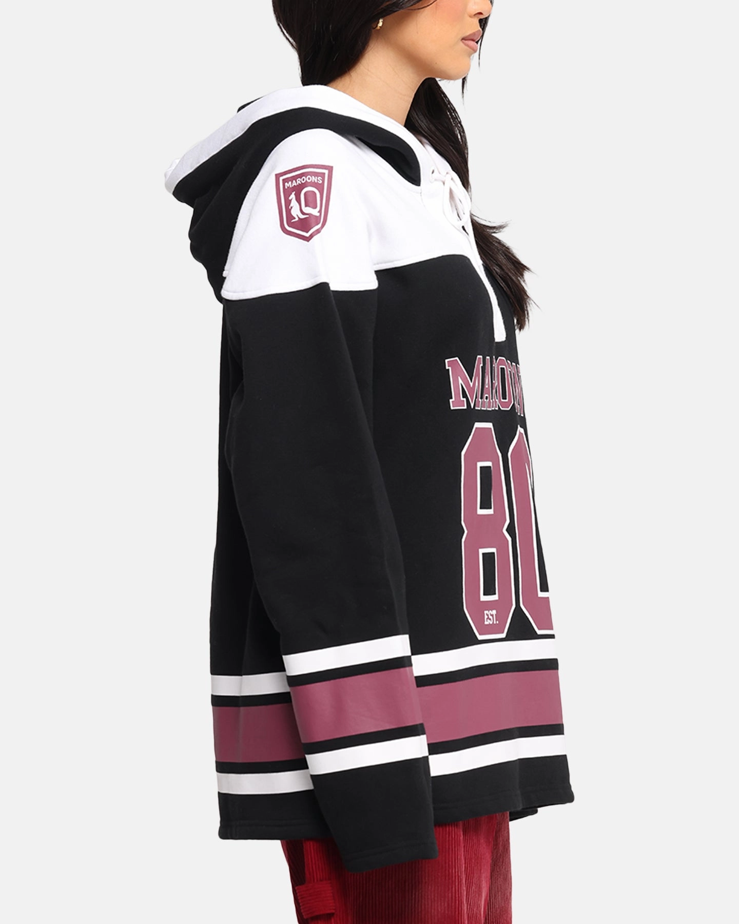 Budget label Queensland Rugby League Queensland Maroons Panel Hoodie Black