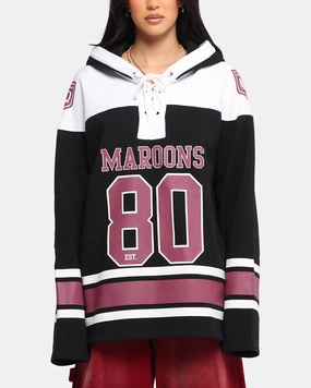 Queensland Rugby League Queensland Maroons Panel Hoodie Black Noise Free Fabric