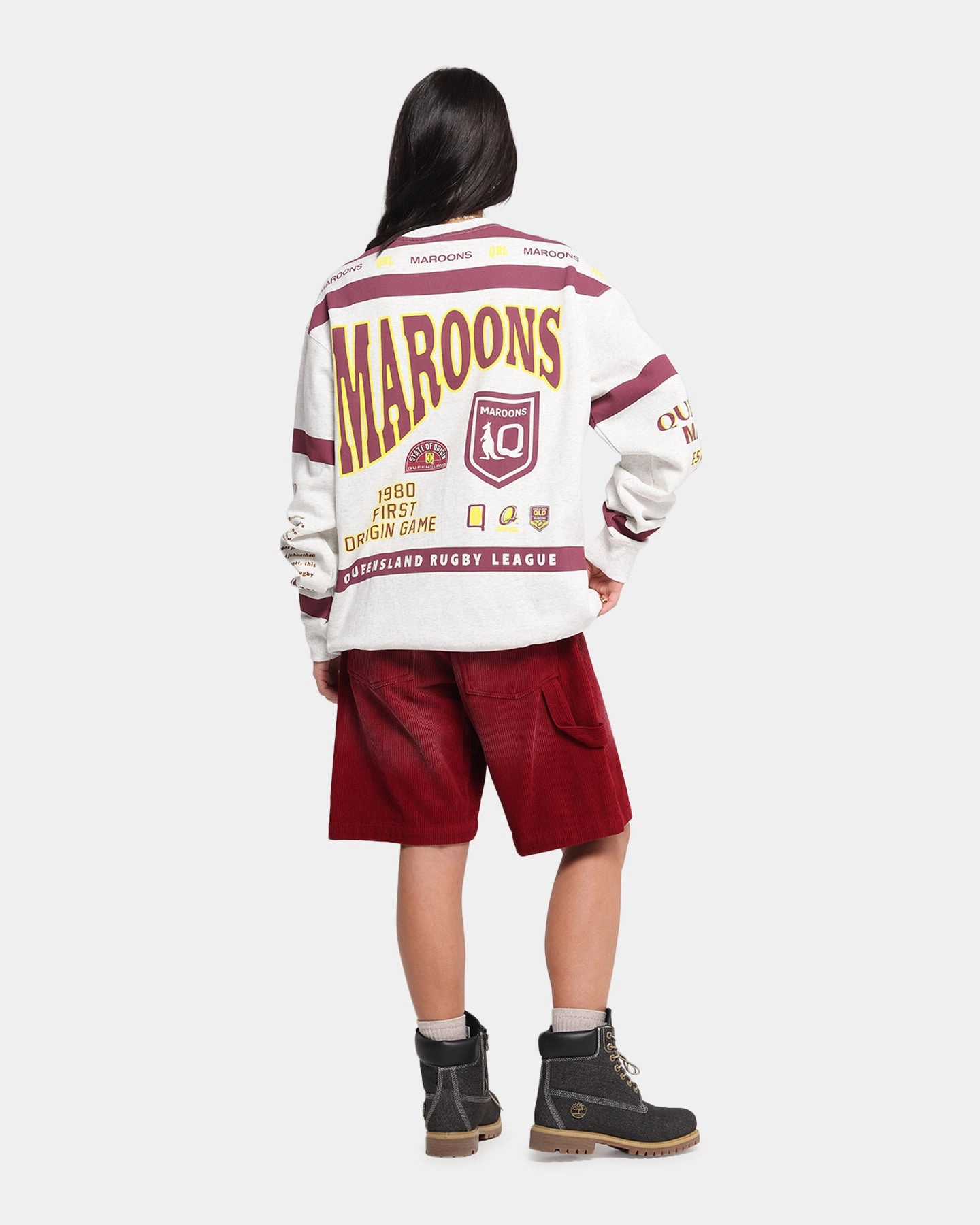 Wind Resistant Lining Queensland Rugby League Queensland Maroons Team Crewneck Silver Marle