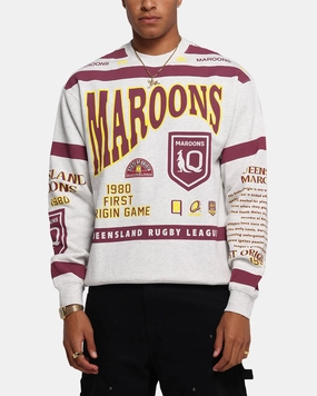 Queensland Rugby League Queensland Maroons Team Crewneck Silver Marle Eco Friendly Padding Thermal Regulation System