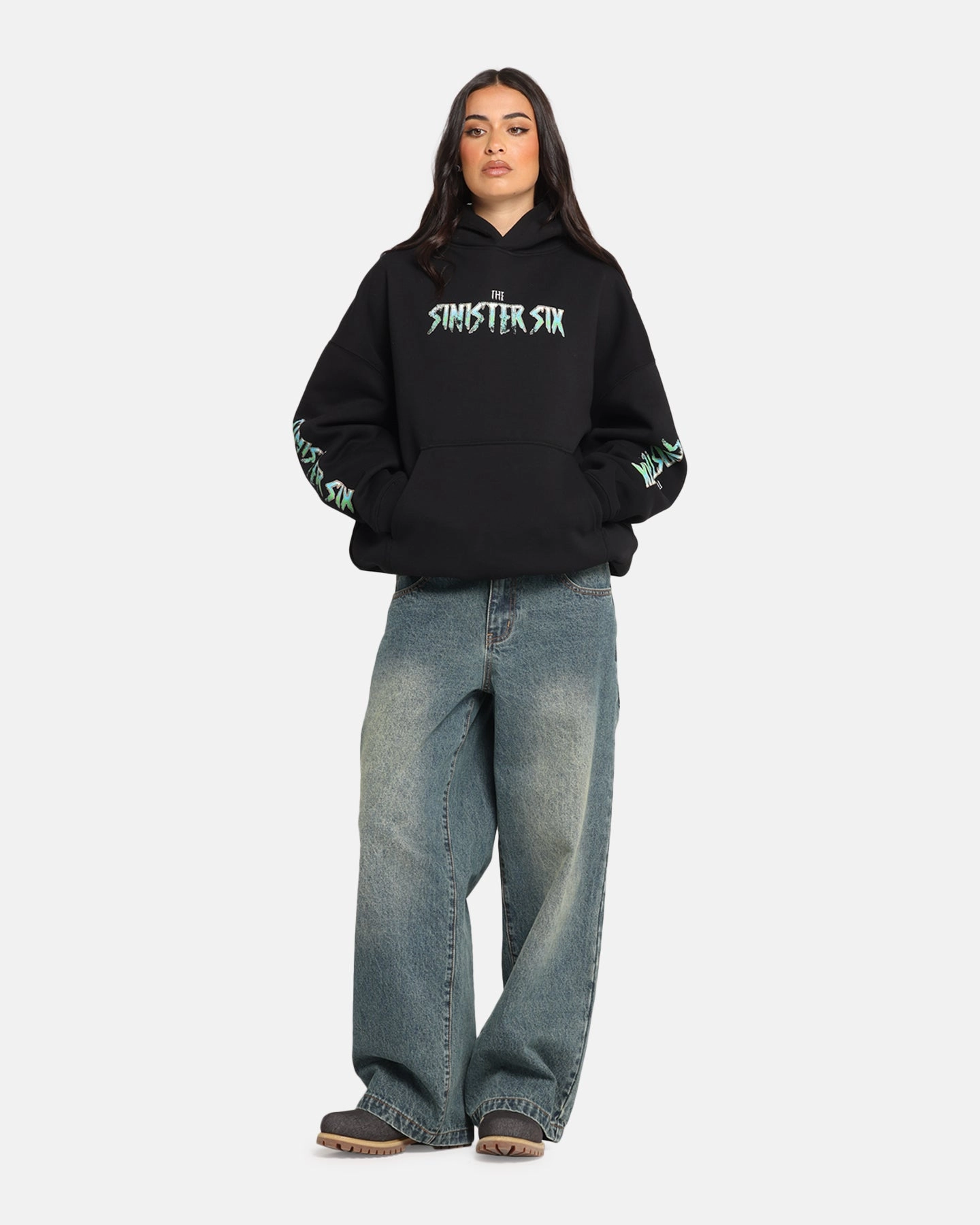 Detachable Hood Goat Crew Marvel Sinister Six Premium Hoodie Black