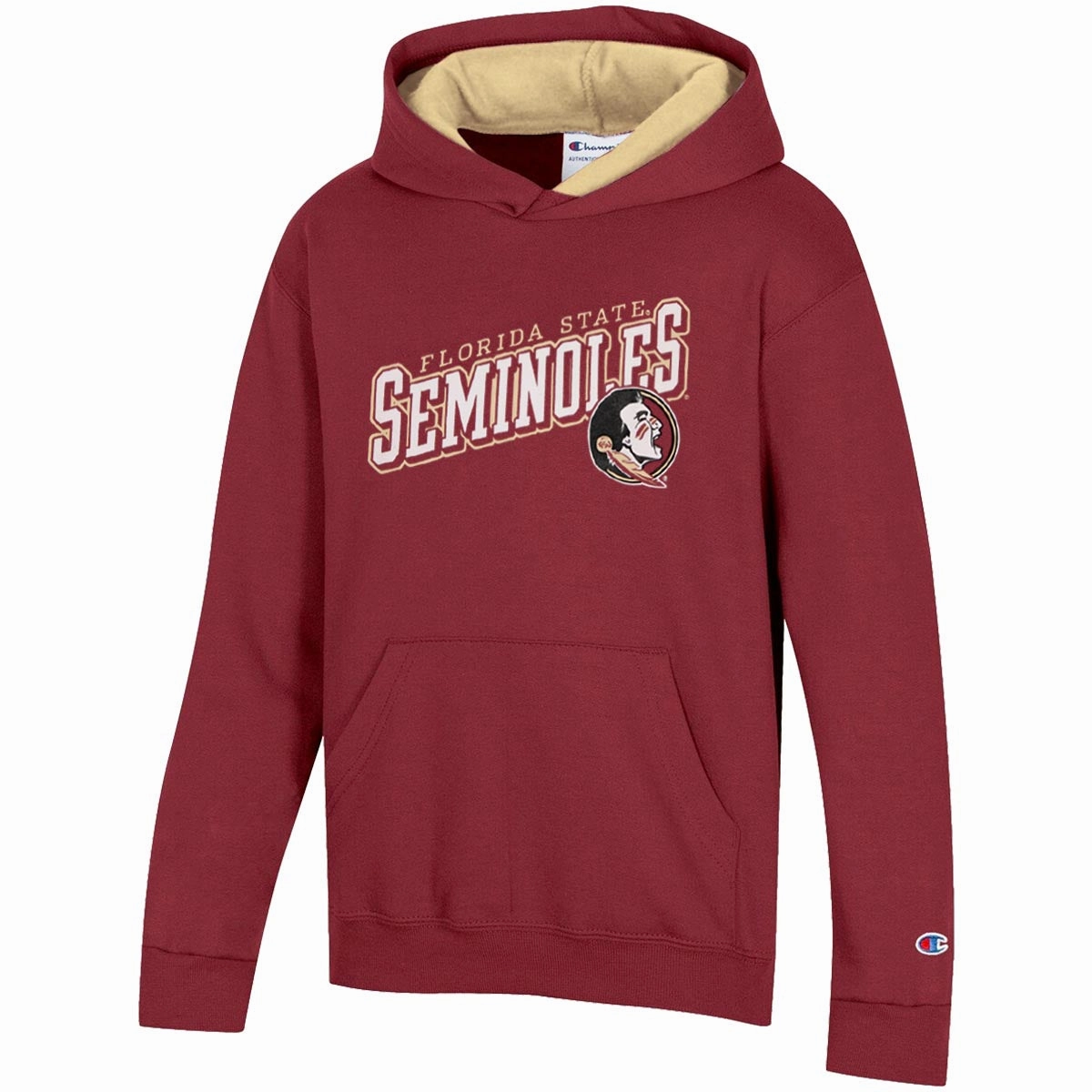 Champion Youth Florida State Seminoles/Seminole Logo Contrast Hood - Garnet Low Bulk High Warmth