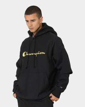 Champion Reverse Weave Double Layer Hoodie Black/Gold Casual Edge