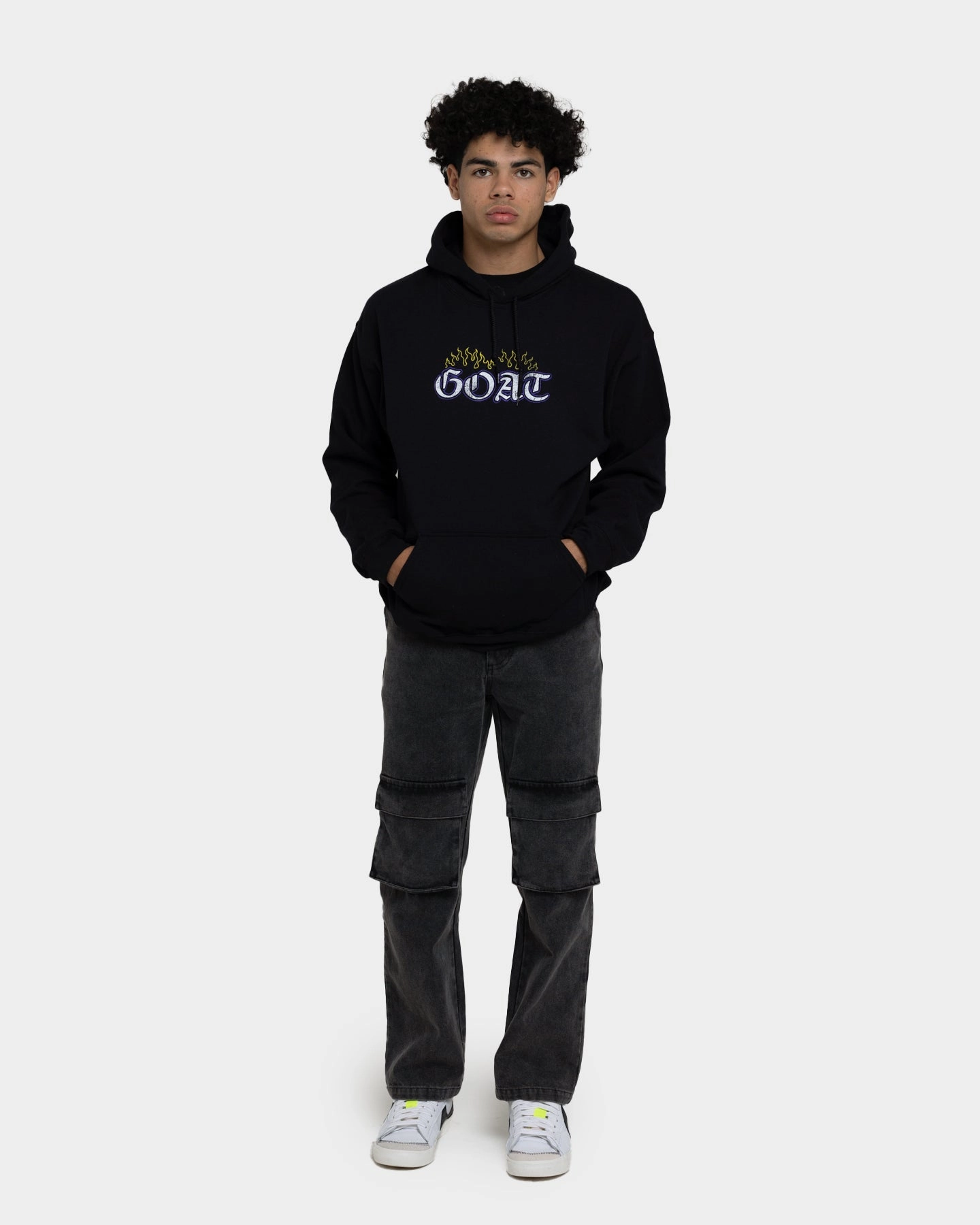 Flexible Shell Goat Crew King Skeleton Hoodie Black