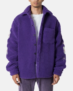 MNML Jewel Sherpa Jacket Purple Button-up Perfume