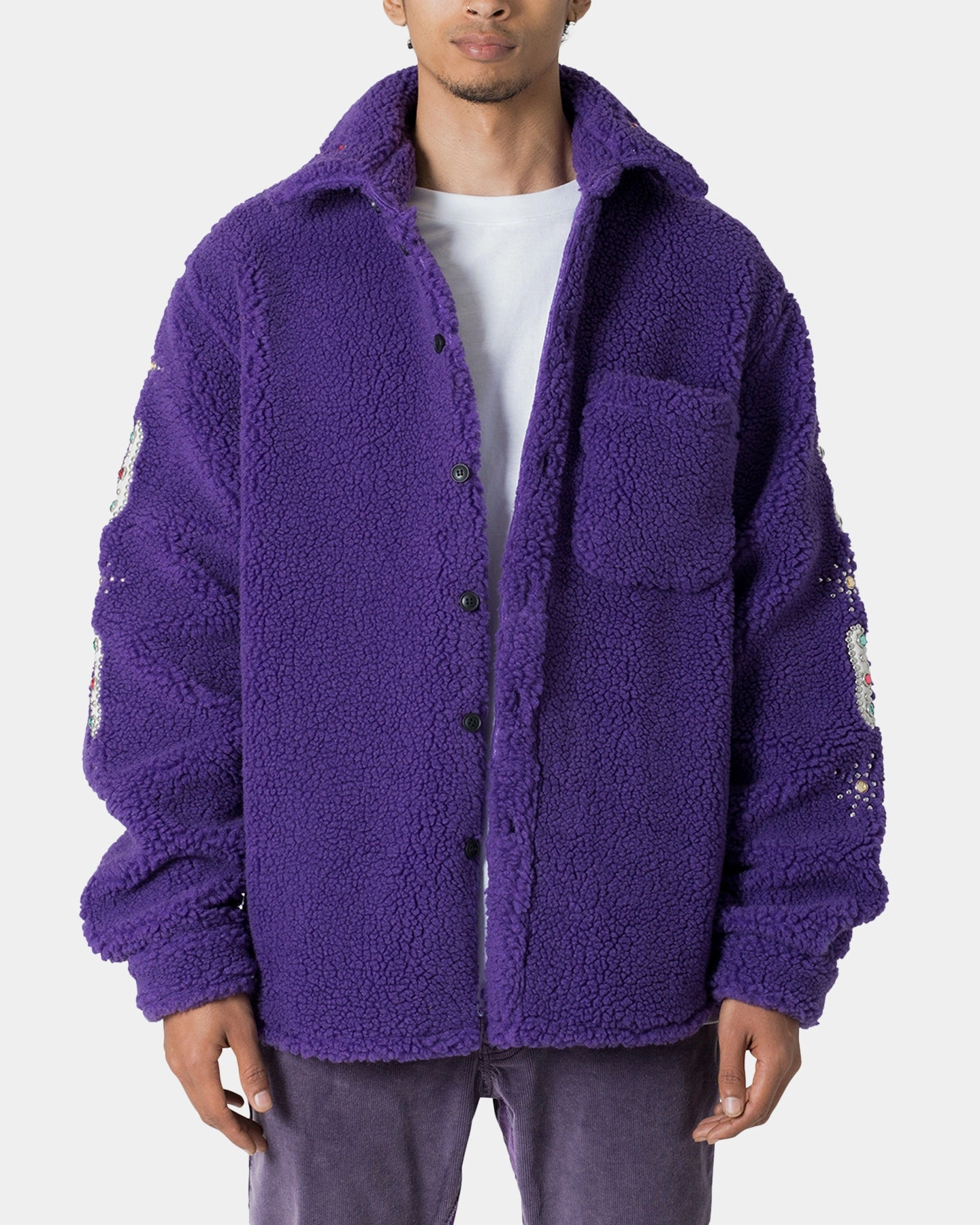 MNML Jewel Sherpa Jacket Purple Button-up Perfume