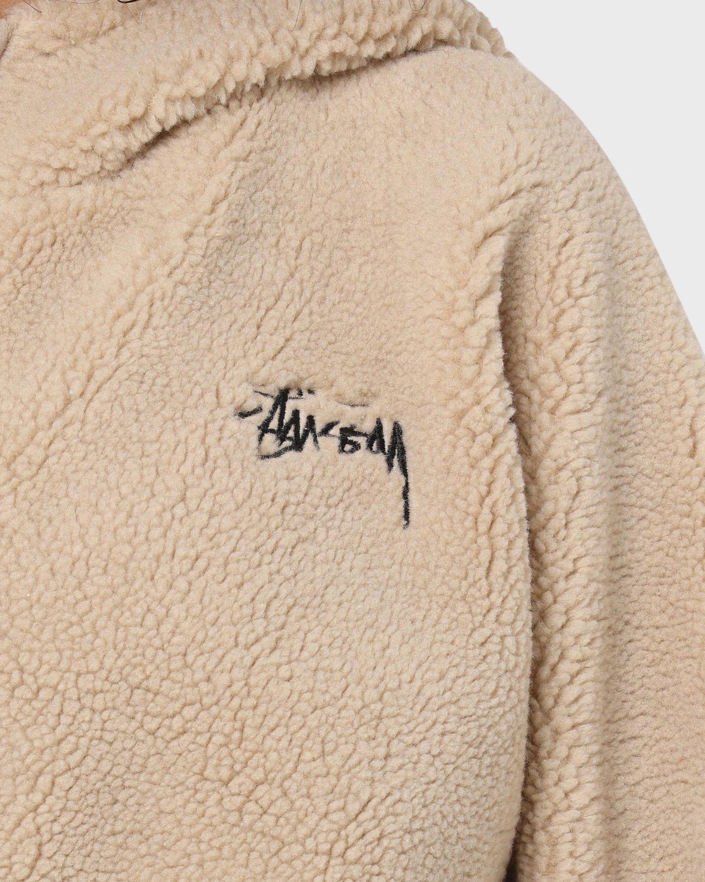 Stussy Women's Jensen Quarter Zip Sherpa Hoodie Off White Game Day