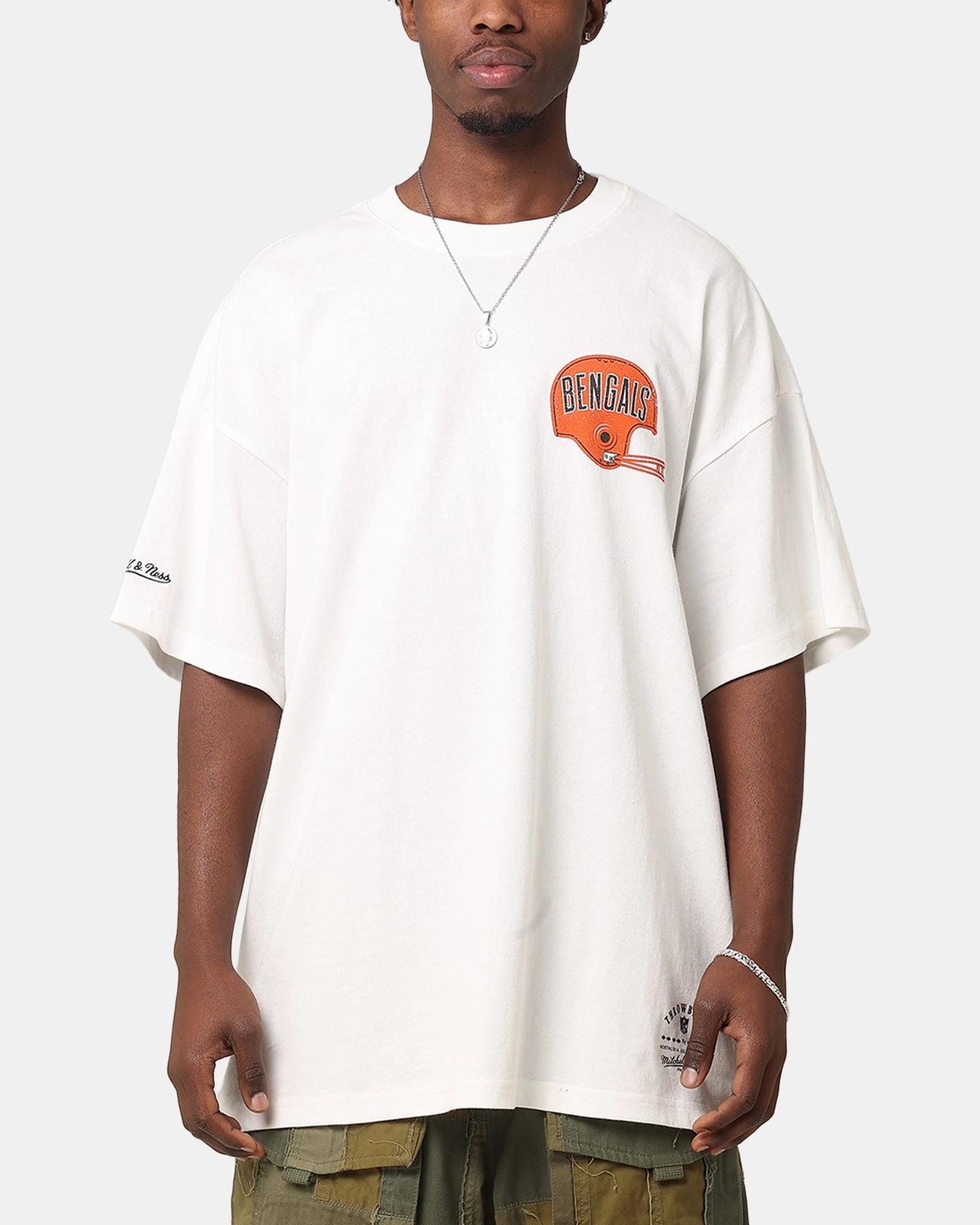 UV Protection Mitchell & Ness Cincinnati Bengals 'Alter Ego' Flames T-Shirt Vintage White