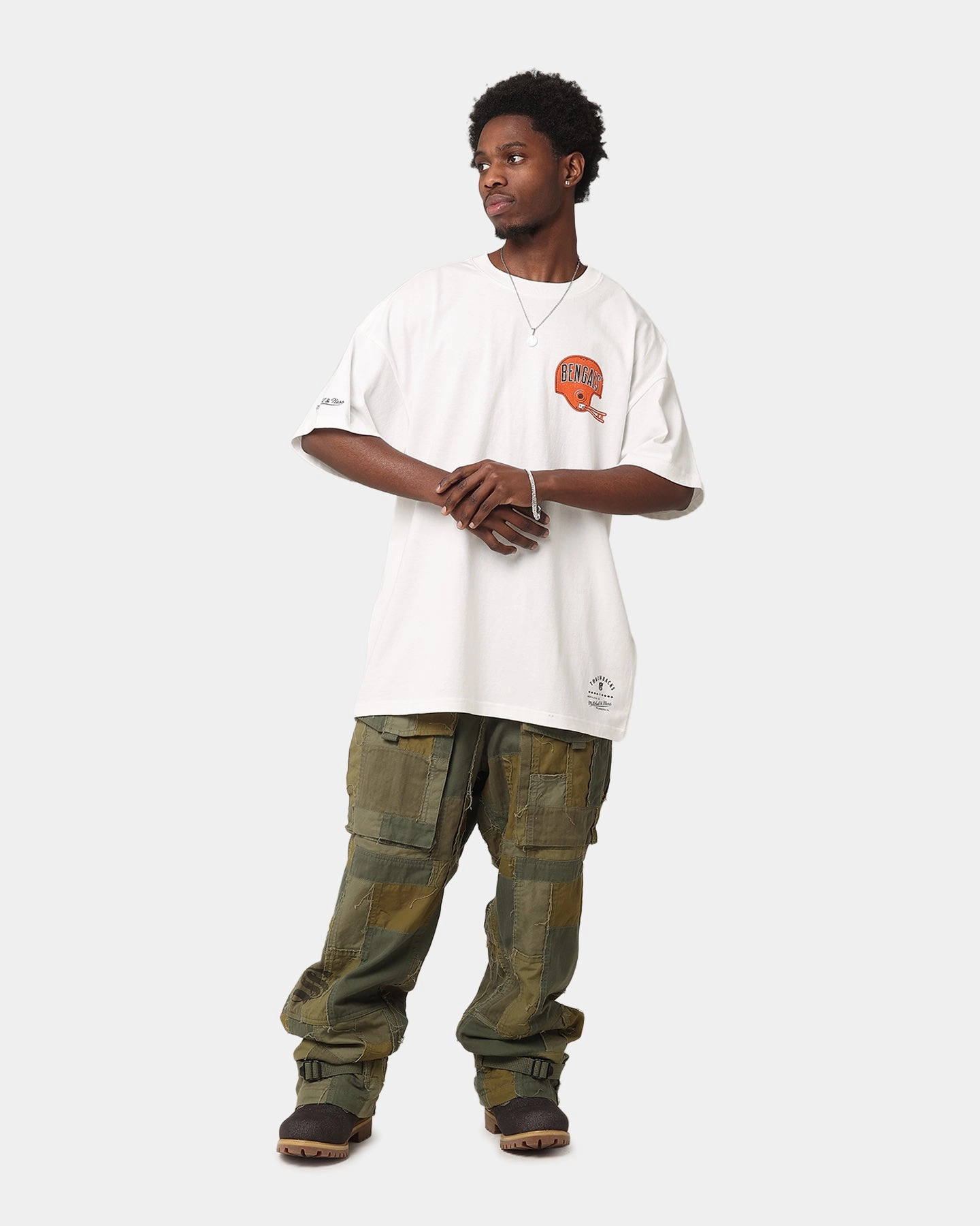 Fit For Comfort Skin Friendly Lining Mitchell & Ness Cincinnati Bengals 'Alter Ego' Flames T-Shirt Vintage White
