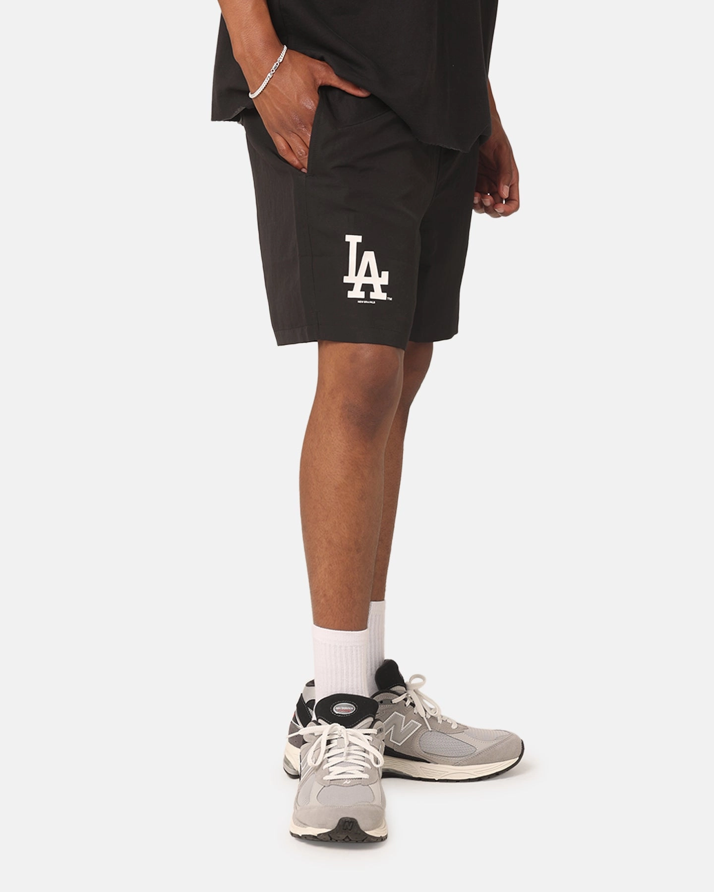 New Era Los Angeles Dodgers Woven Shorts Black Bright Colors Layered Panel Design