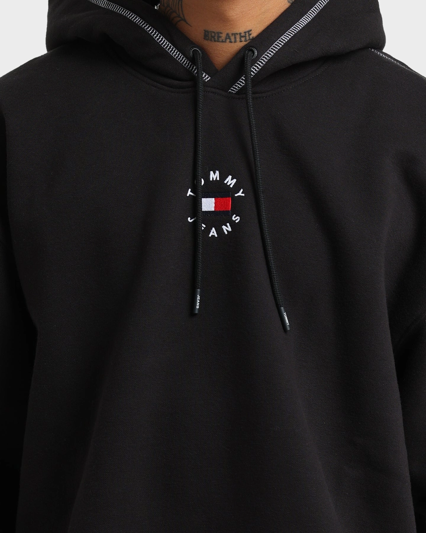 Hook and loop fasteners Stylish Insulation Tommy Jeans Tiny Tommy Circle Hoodie Black