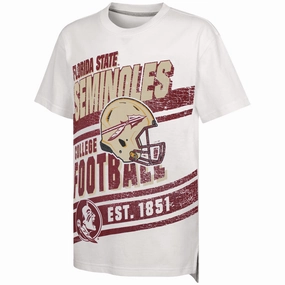 Outerstuff Youth Florida State Seminoles Football Helmet Design Short Sleeve T-shirt - White Office Casual