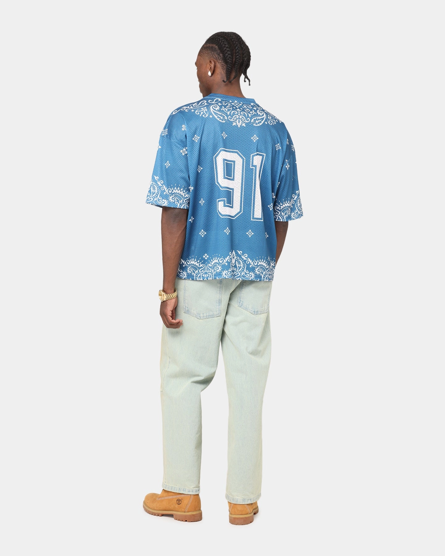 Energy Wear Criminal Damage Paisley Mesh Top Blue/White