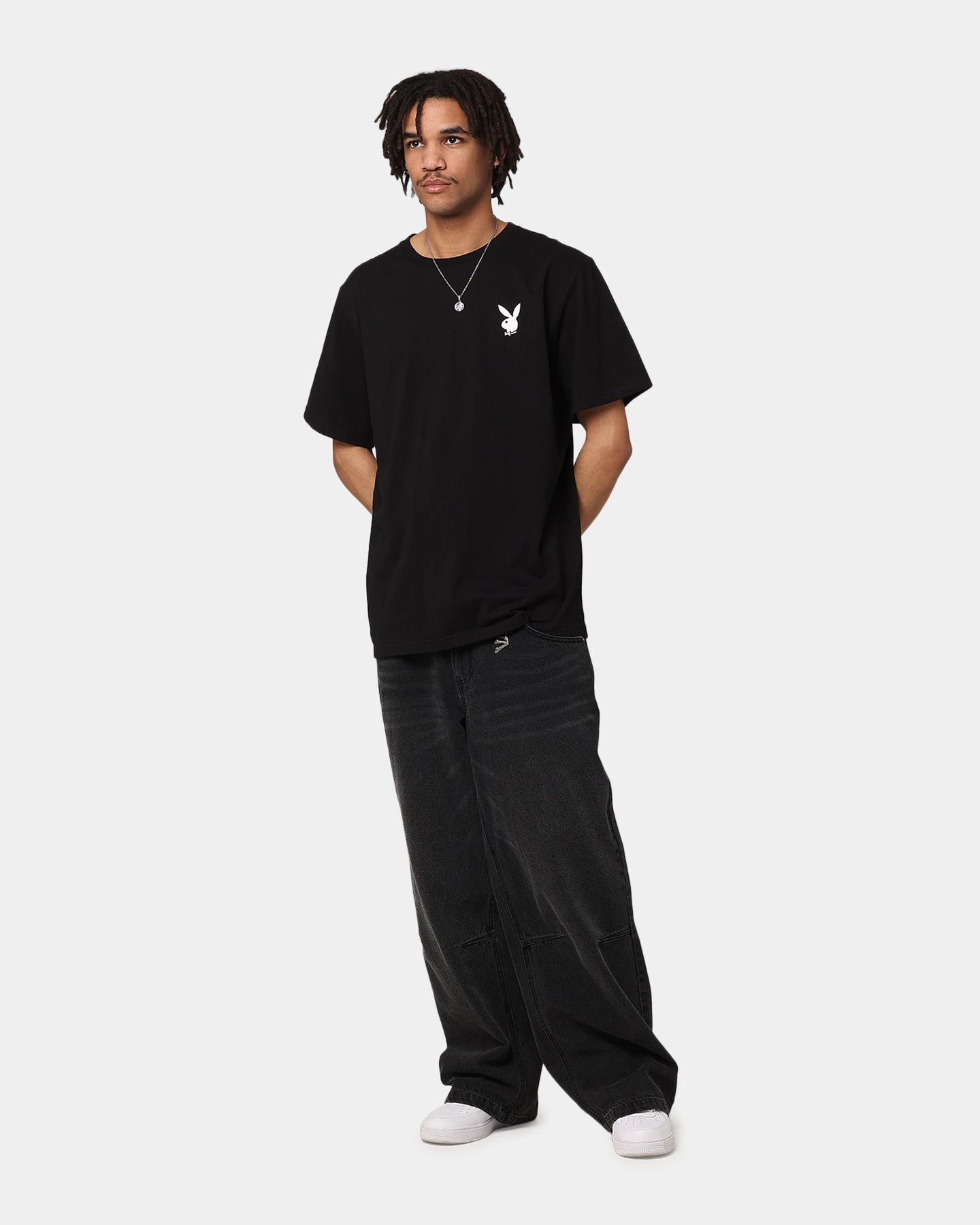 Playboy Bunny Lockup T-Shirt Black Versatile Style Trend ReinforcedShoulderPanels
