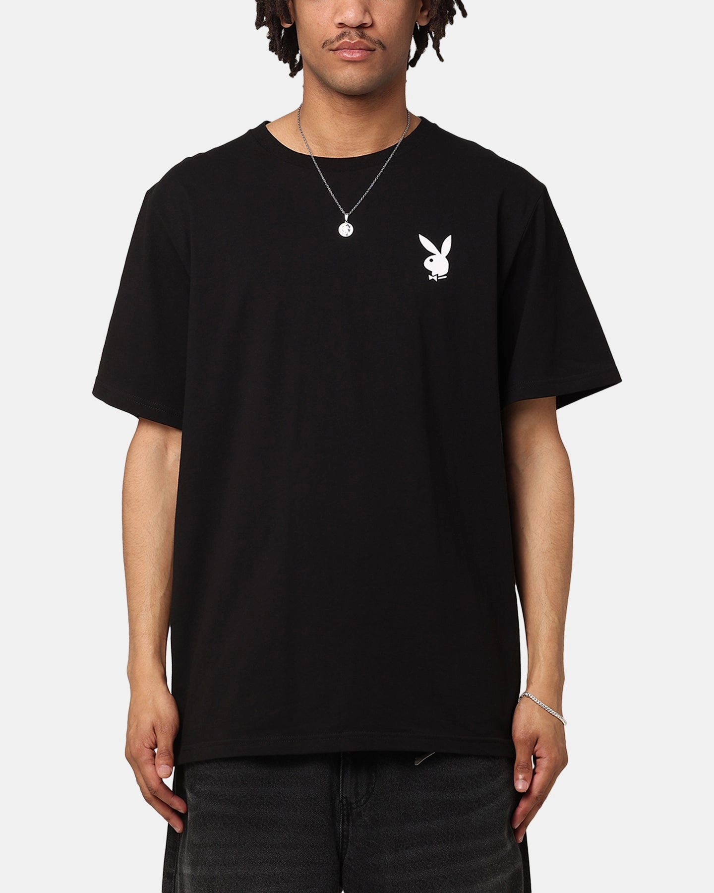 Light Style Sporty Fashion Playboy Bunny Lockup T-Shirt Black