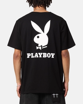 Playboy Bunny Lockup T-Shirt Black Minimal Fashion