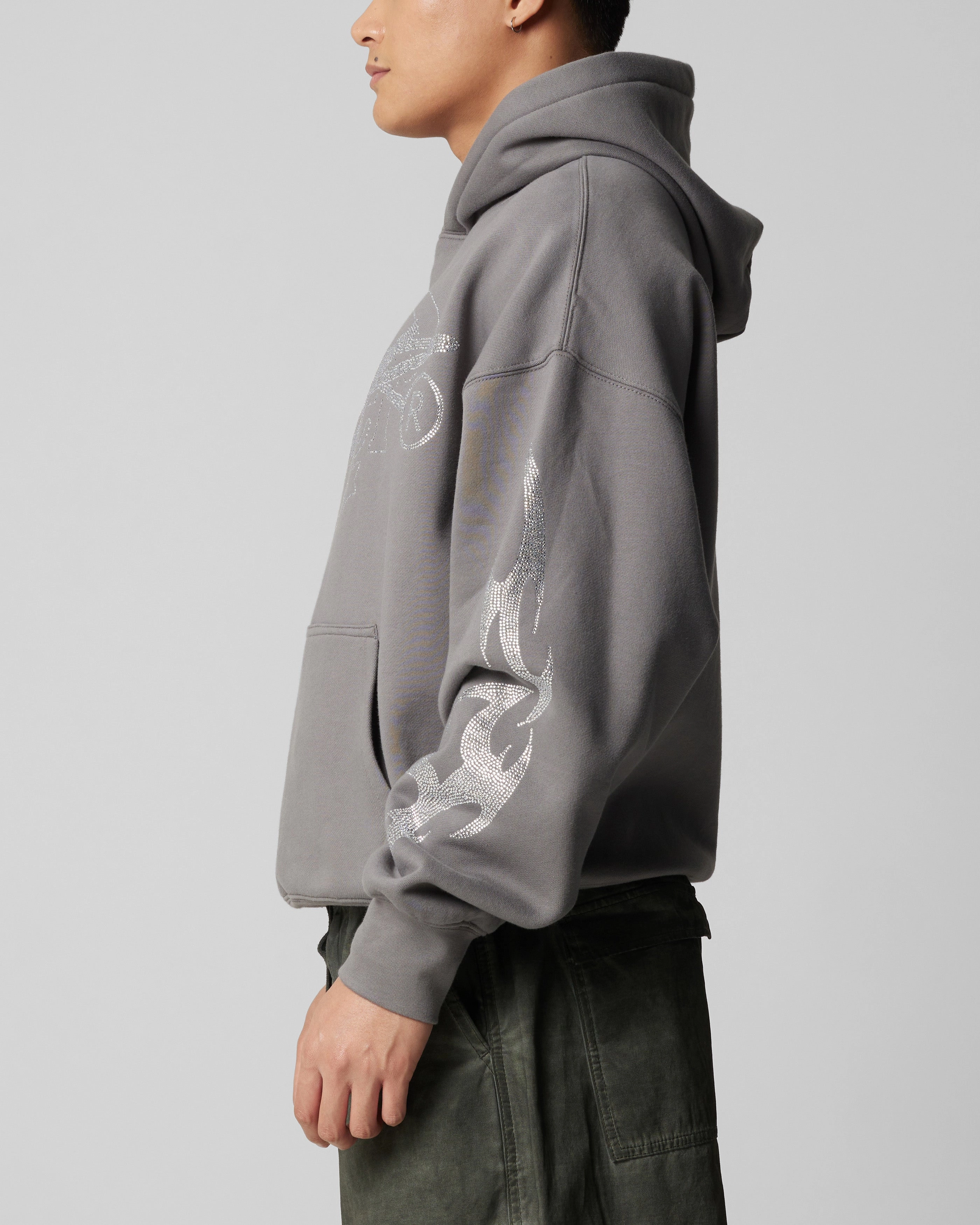 Loiter Atlantic Rhinestone Hoodie Charcoal Enhanced Ventilation Panels rectangular shape