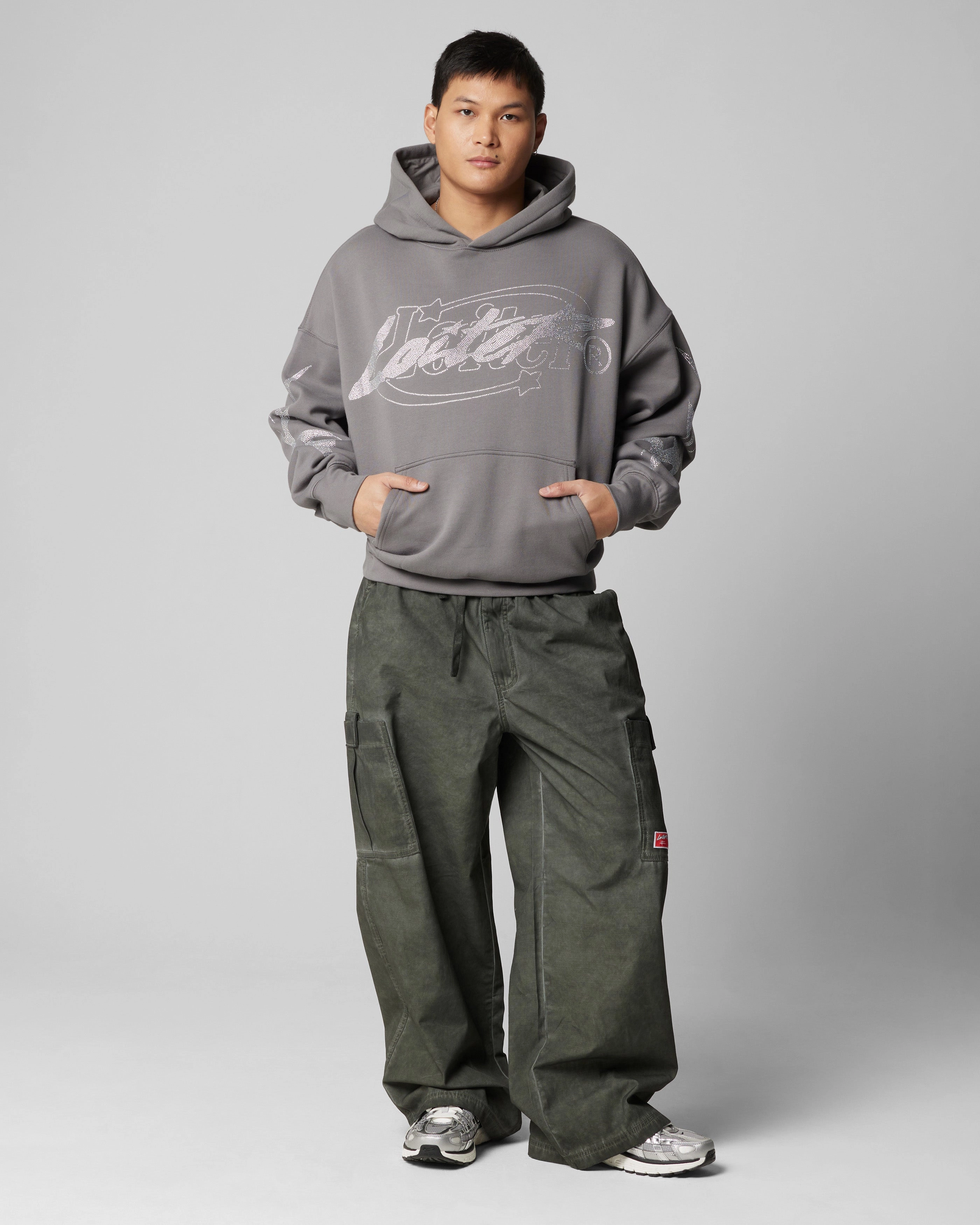 Customer Satisfaction Loiter Atlantic Rhinestone Hoodie Charcoal