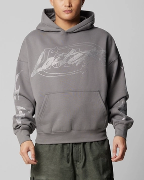 temperature regulation Elasticated Cuffs Loiter Atlantic Rhinestone Hoodie Charcoal