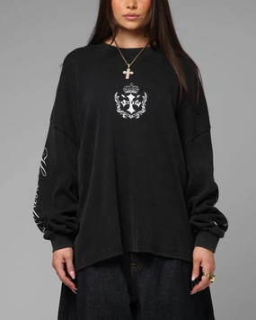 Comfy Fit Wear Everyday Style Loiter Purity Thermal Long Sleeve T-Shirt Black