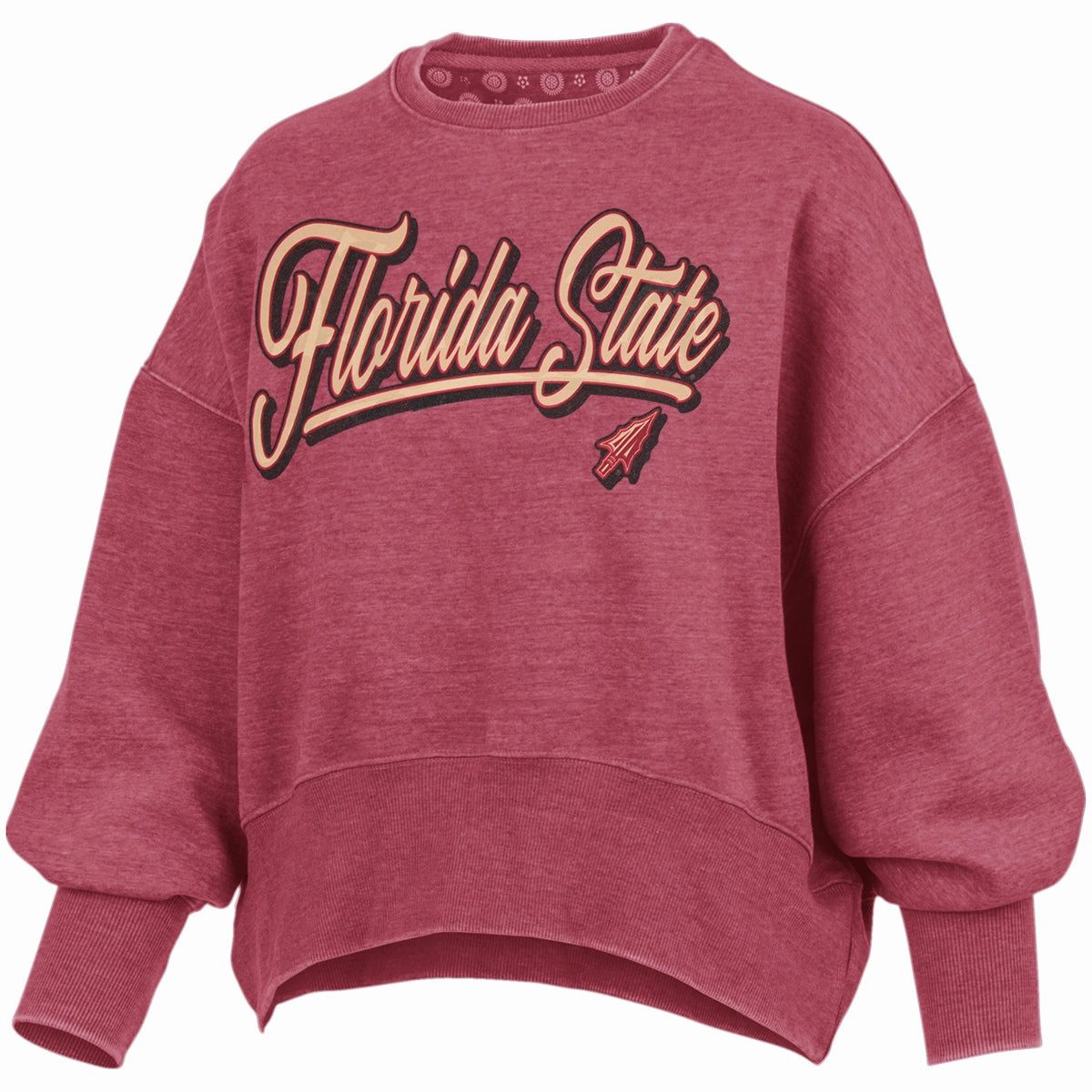 Pressbox Women's Florida State Arrowhead Design Dolman Sleeve Crew Fleece - Garnet Innovation - driven low load - bearing capacity