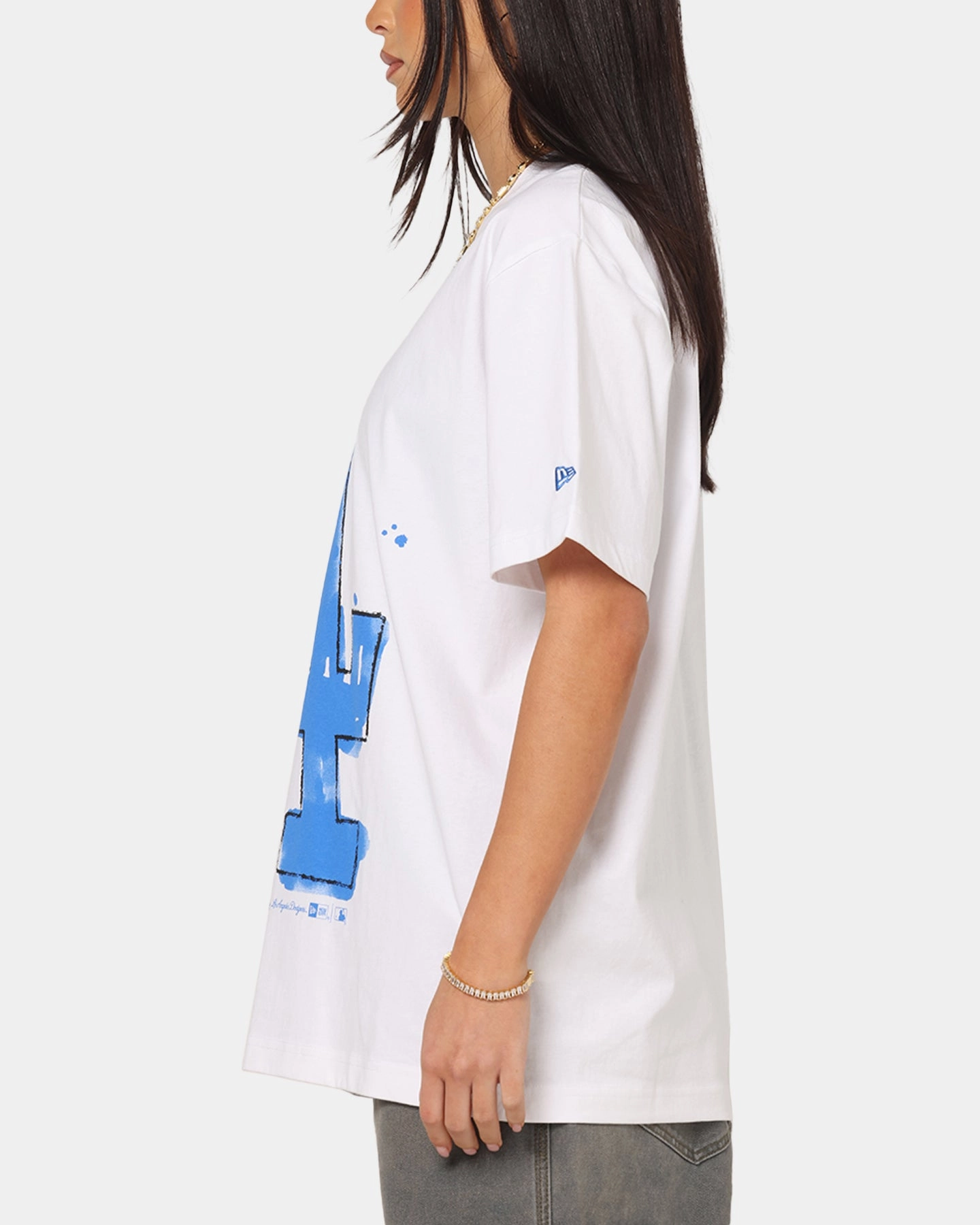 New Era Los Angeles Dodgers Oversized Paint T-Shirt White FadeResistantPrint college