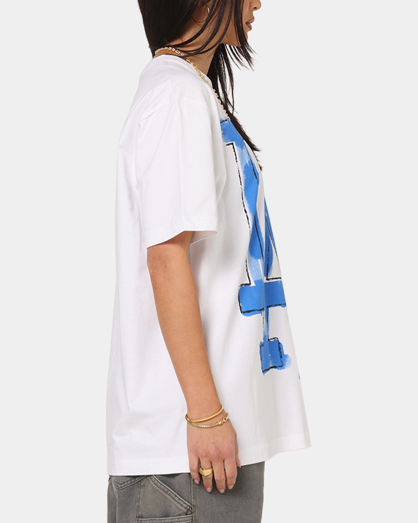 New Era Los Angeles Dodgers Oversized Paint T-Shirt White Dimensional Stability Weave Travel Outfit