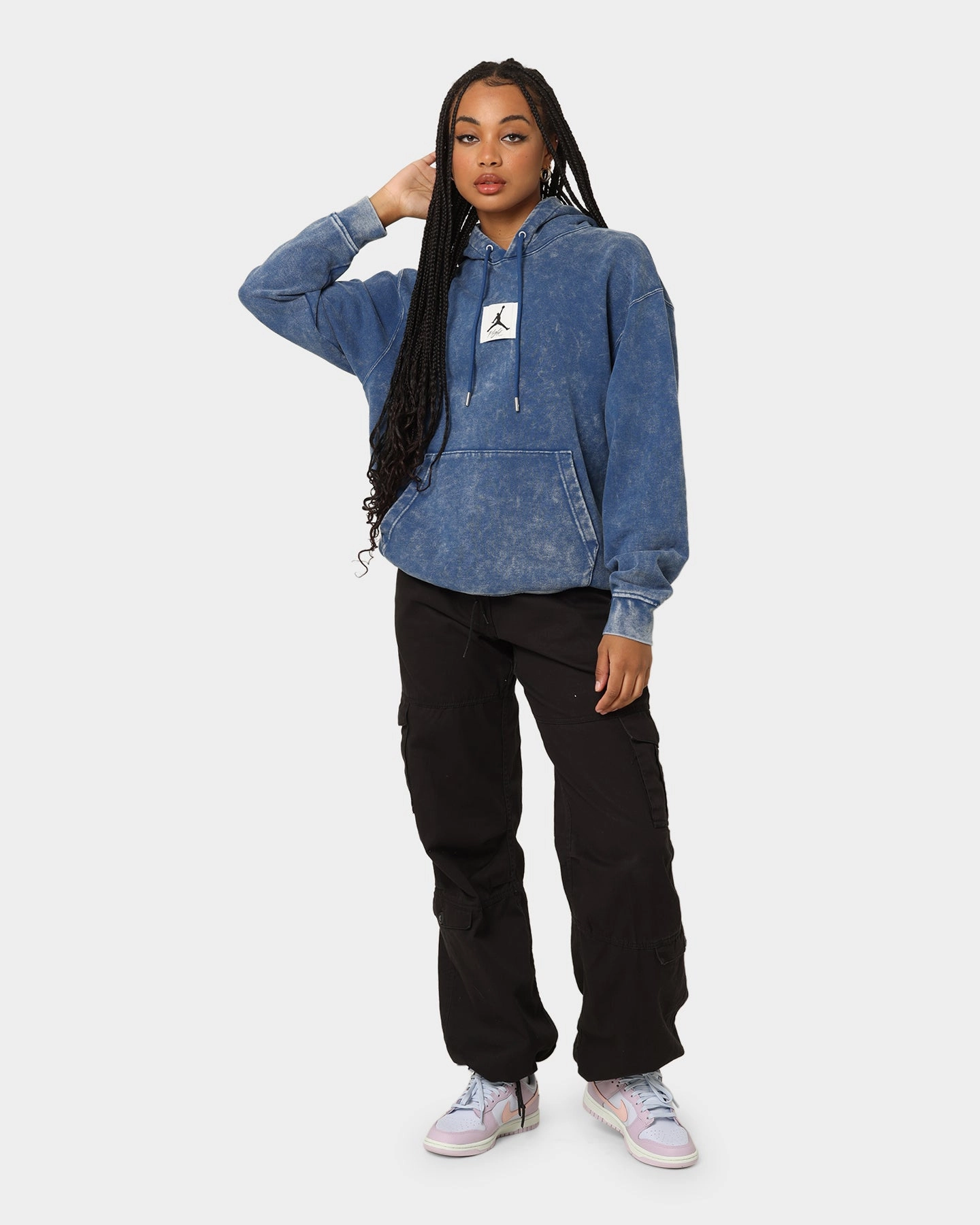 teens' Jordan Essential Statement Washed Fleece Hoodie French Blue