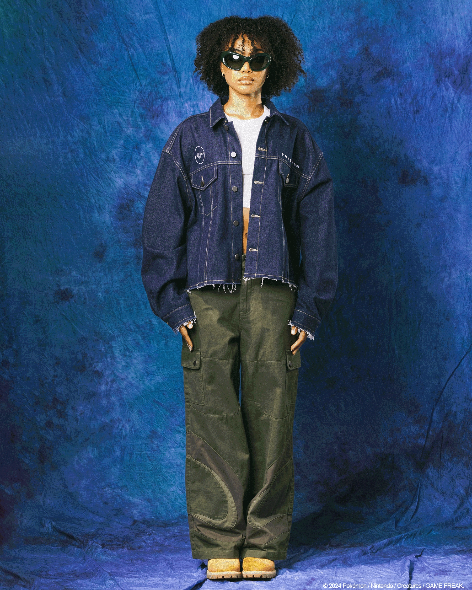Regular Fit warm material Pok??mon By Loiter Pikachu Denim Jacket Indigo