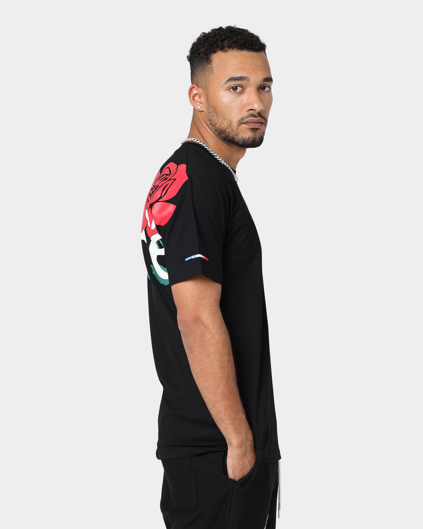 SlimFit Carre Volle Rose Vintage T-Shirt Black