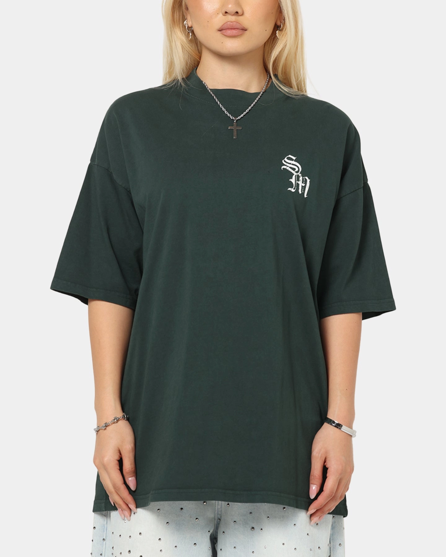 Recycled Polyester Easygoing Design Saint Morta Redemption Mock Neck T-Shirt Green