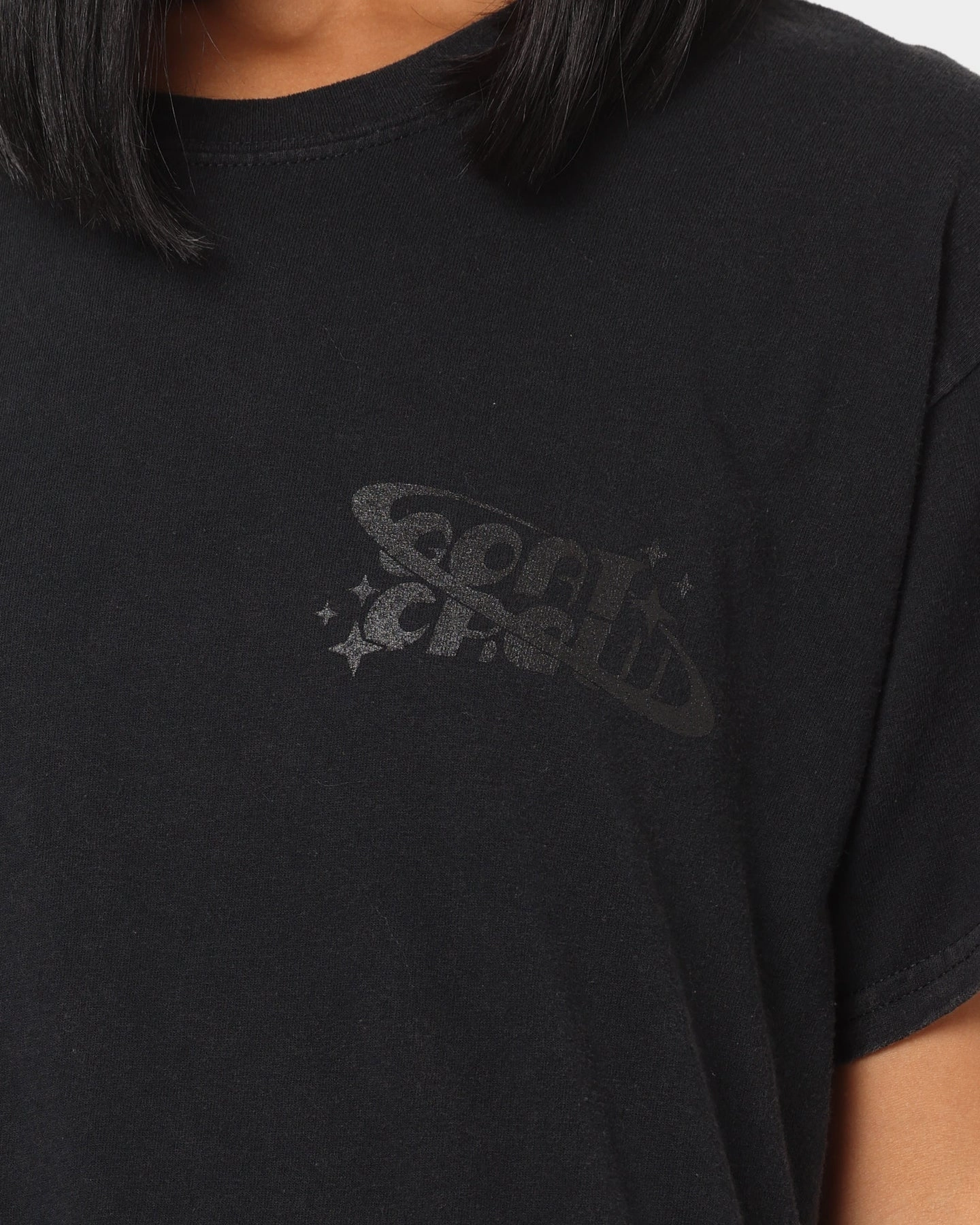 Goat Crew Stacked Logo Vintage T-Shirt Black Wash Smart Comfort