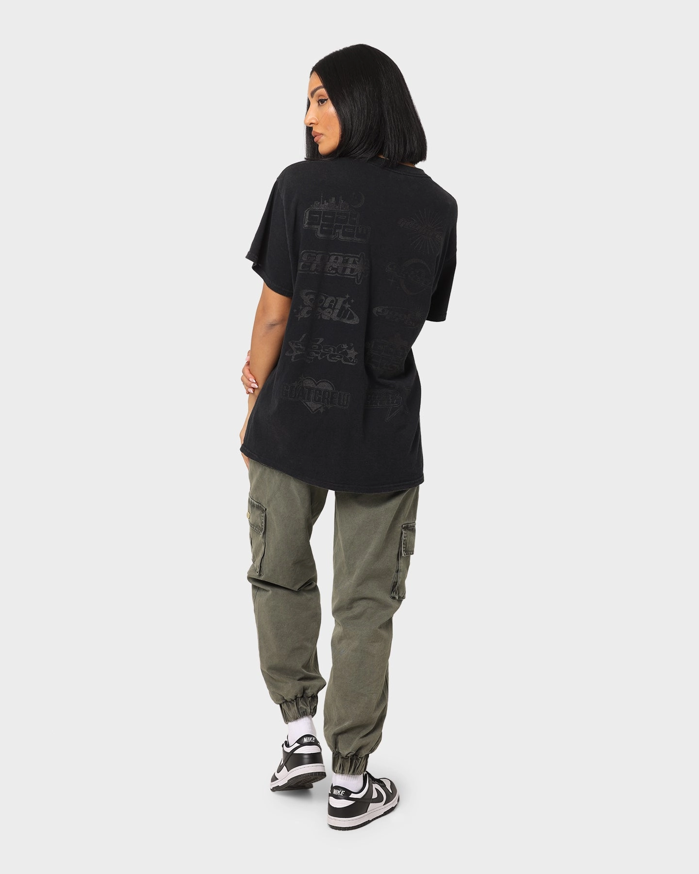 Soft Wearable Goat Crew Stacked Logo Vintage T-Shirt Black Wash
