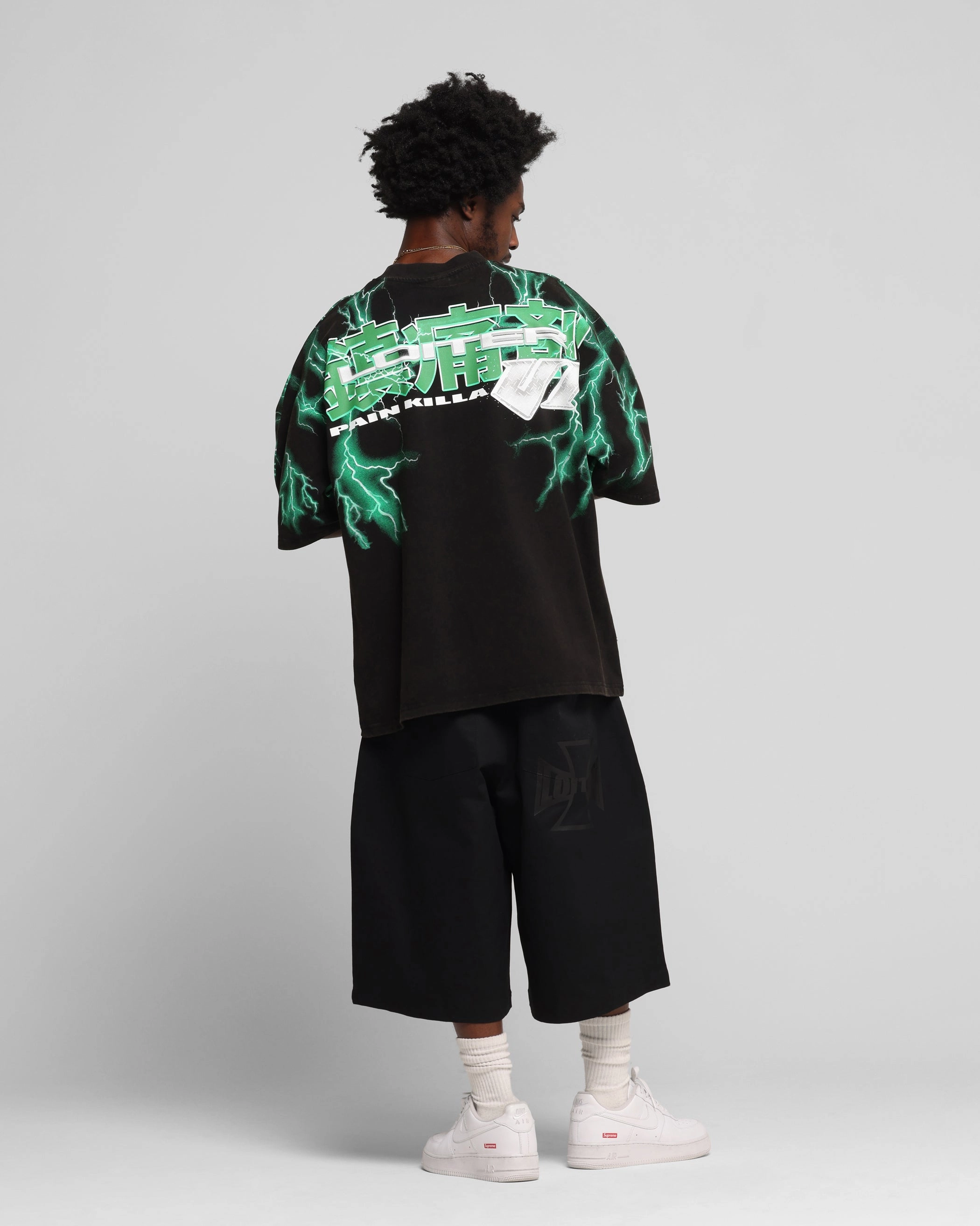 Loiter Greaser Vintage T-Shirt Black/Green Fuzz Free Surface Slim fit clothing