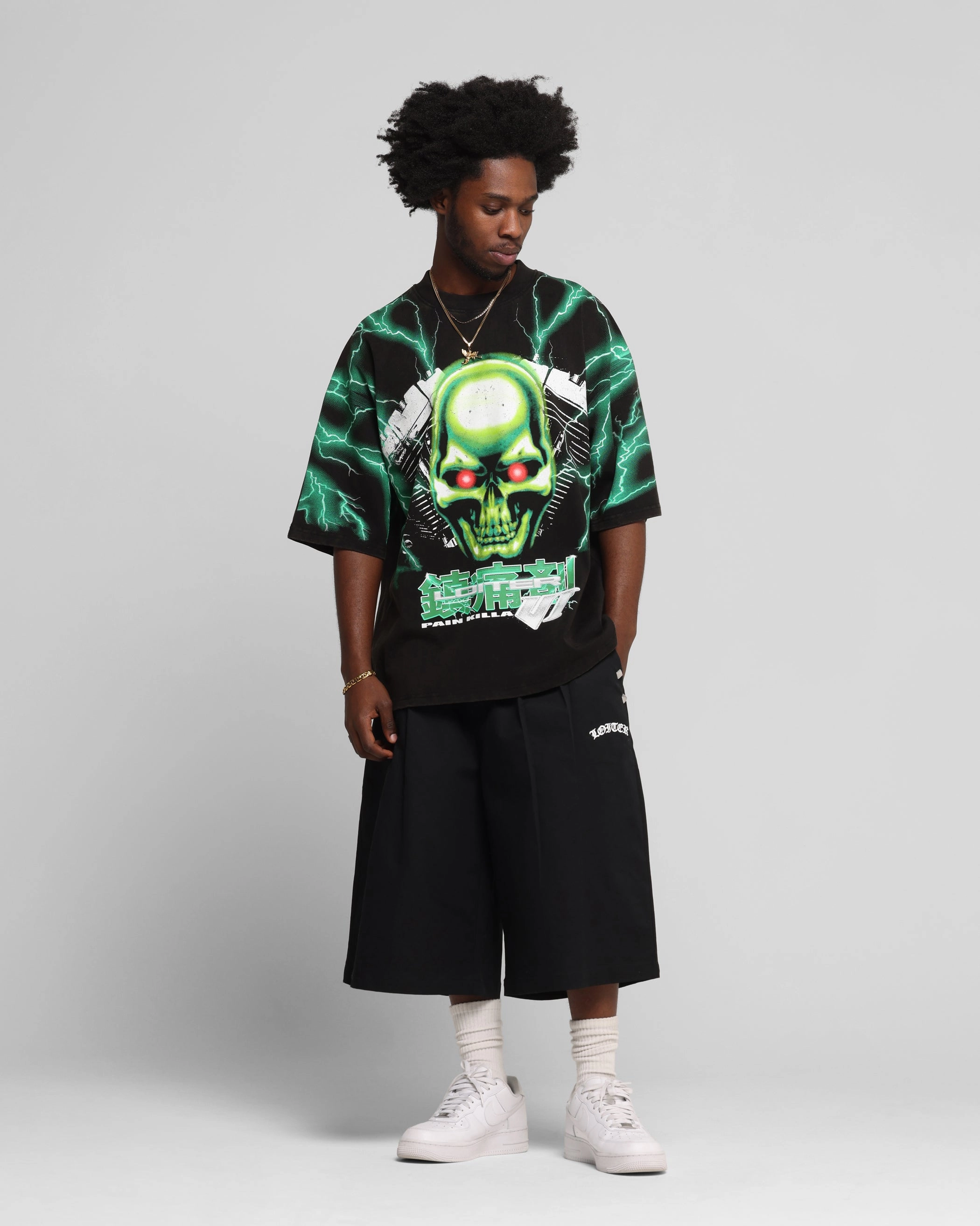 Loiter Greaser Vintage T-Shirt Black/Green ColorfastFabricTech